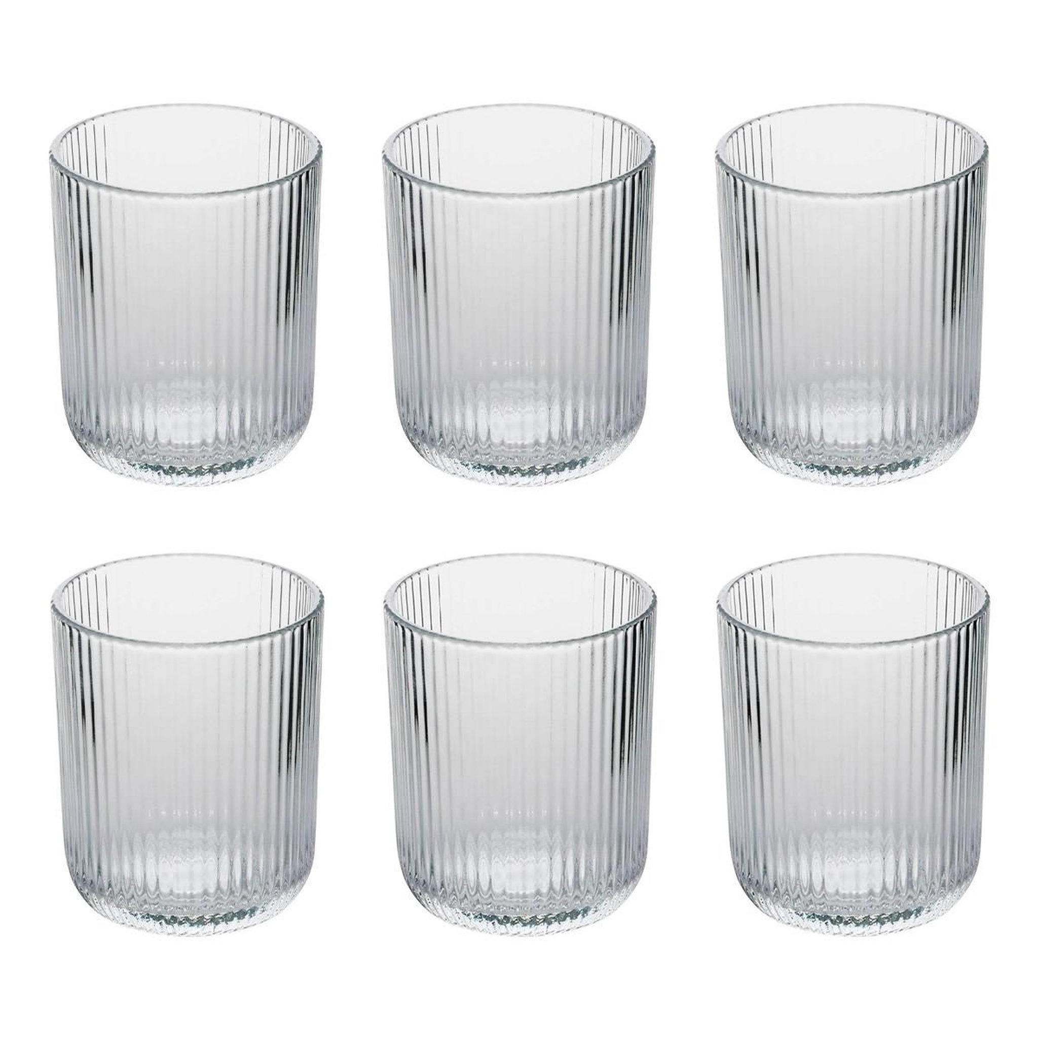 SECRET DE GOURMET Lot de 6 verres bas strie  ema  25cl transparent