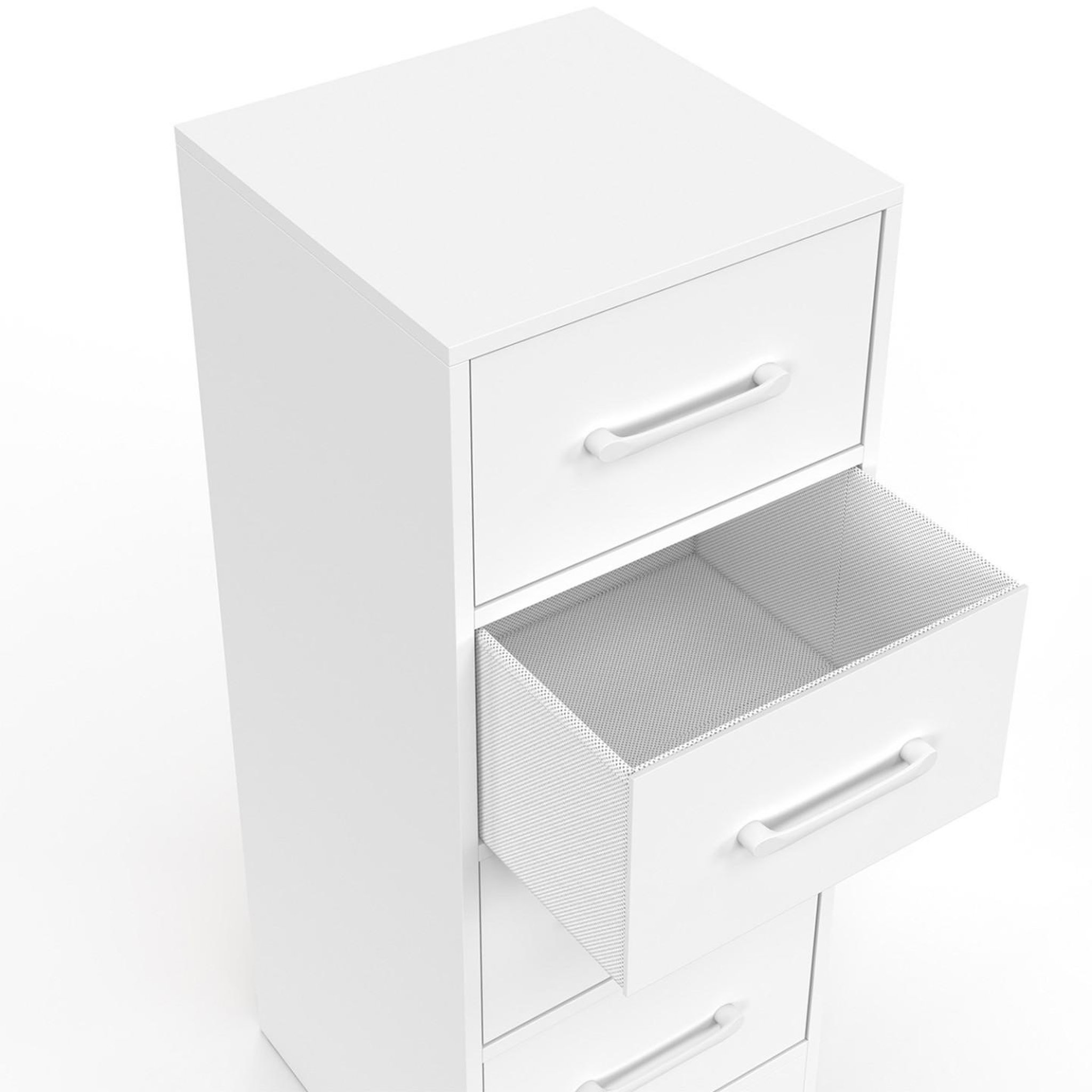 Voir la diapositive 6 : ID MARKET Meuble d'appoint 4 tiroirs uppah 30x30x80 cm chiffonnier pour entrée salle de bain bois blanc