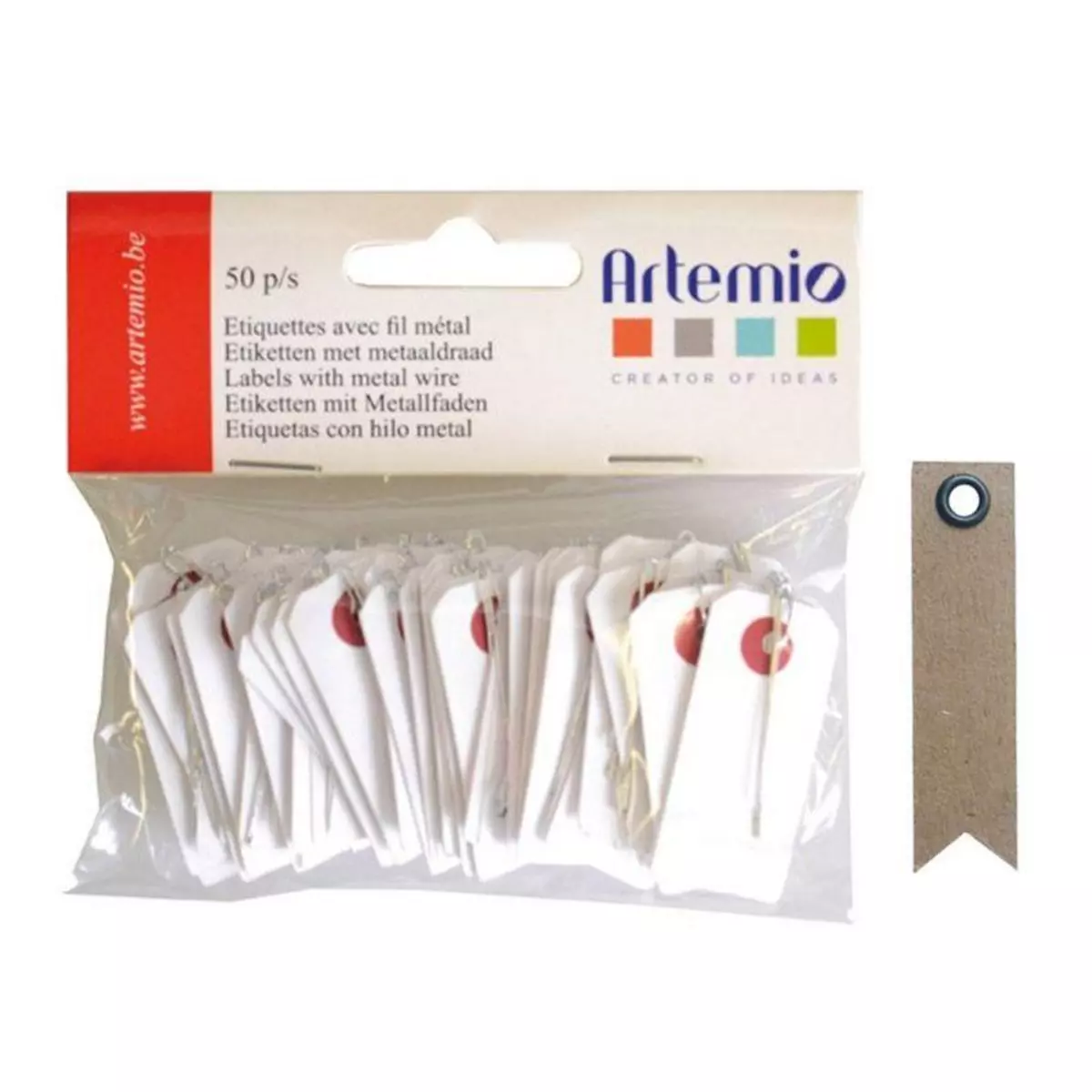 Youdoit Mini étiquettes blanches 2 x 4 cm avec fil métal + 20 étiquettes kraft Fanion