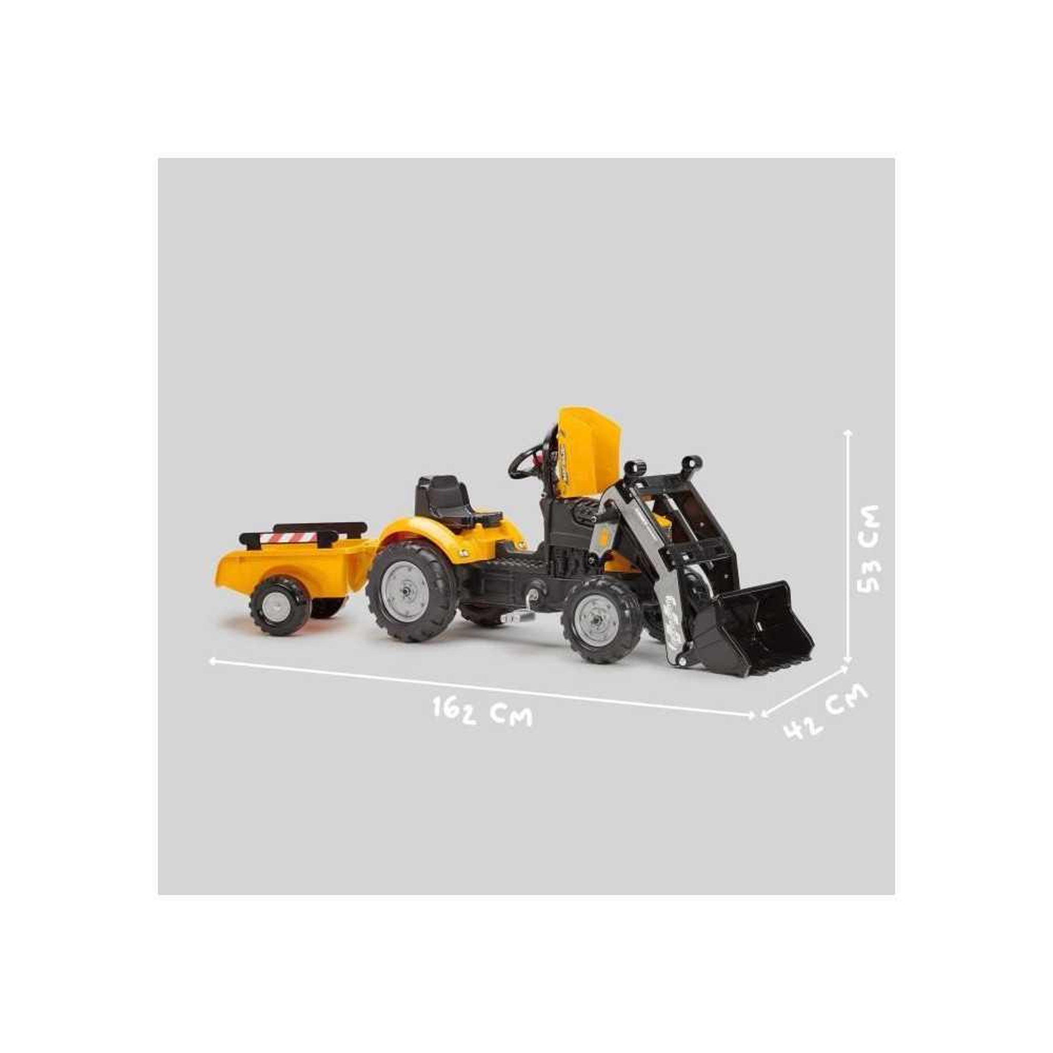 Voir la diapositive 4 : FALK Tractopelle a pédales SuperBuilder - FALK - Volant directionnel, Remorque - Fabriqué en France, 40% de plastique recyclé - De