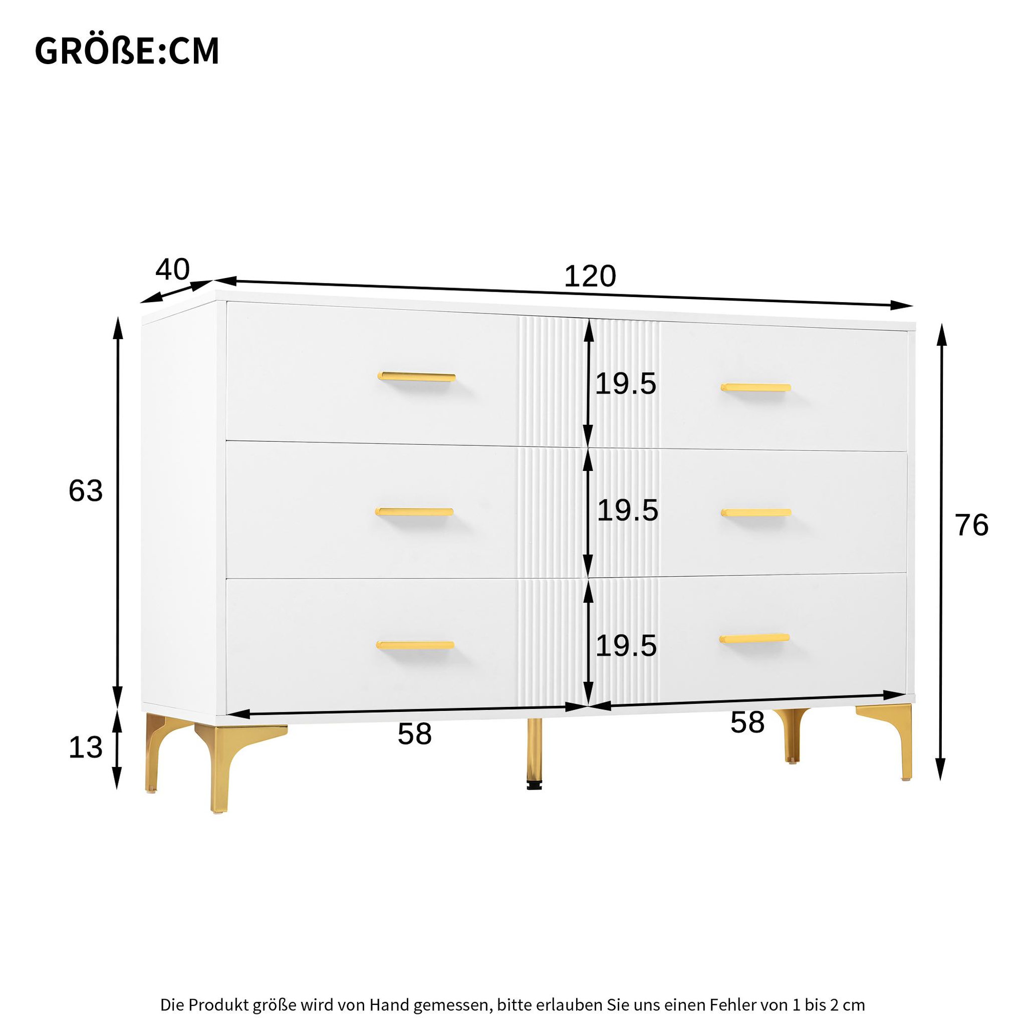 Voir la diapositive 3 : MERAX Commode 6 tiroir(s) 0 niche(s) coloris blanc largeur 120 cm mdf