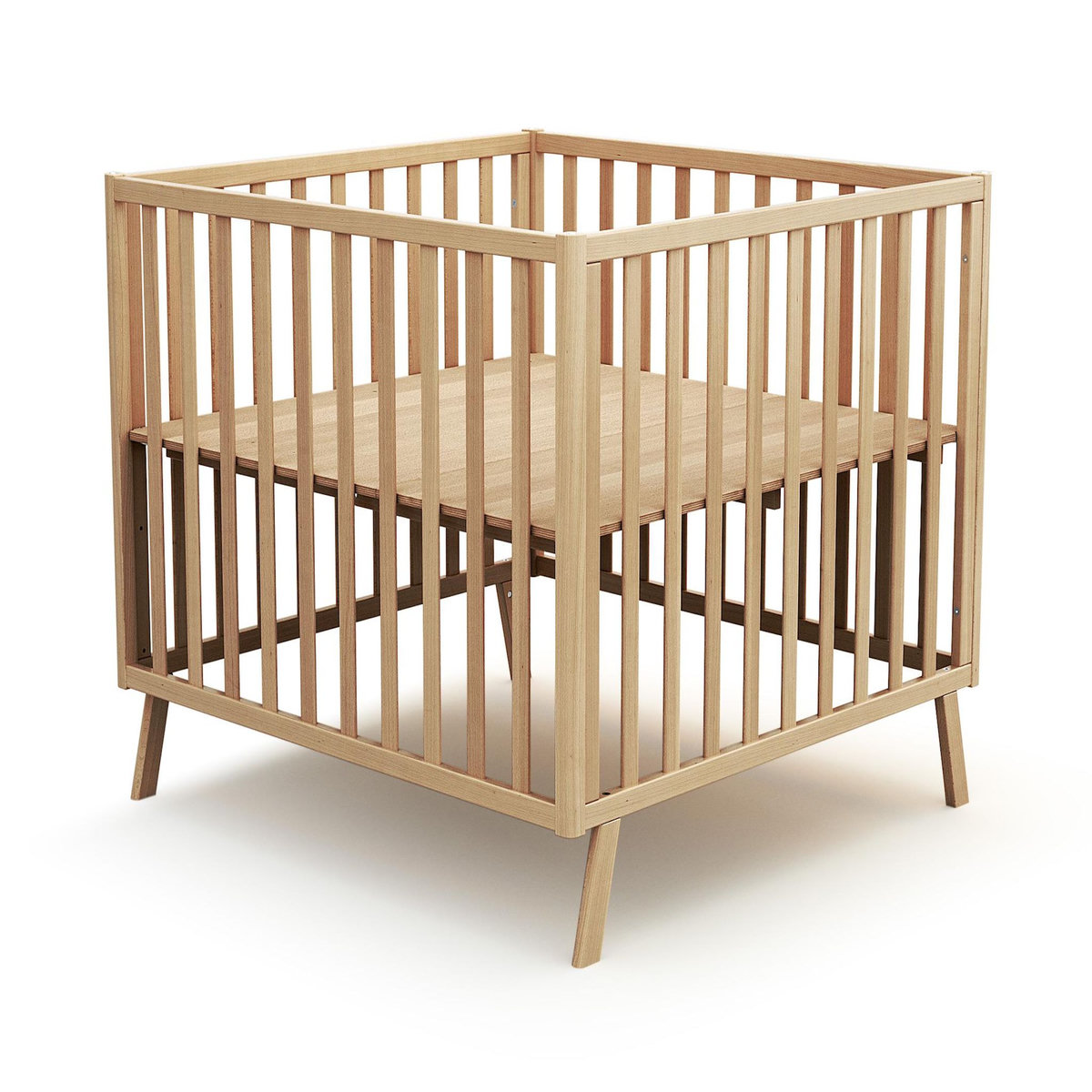 AT4 Parc bébé évolutif cabane avec toit CONFORT en bois 100 x 100 cm