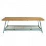 MACABANE HABY - Table basse rectangulaire scandi plateau Sapin 1 étagère et pieds métal bleu clair