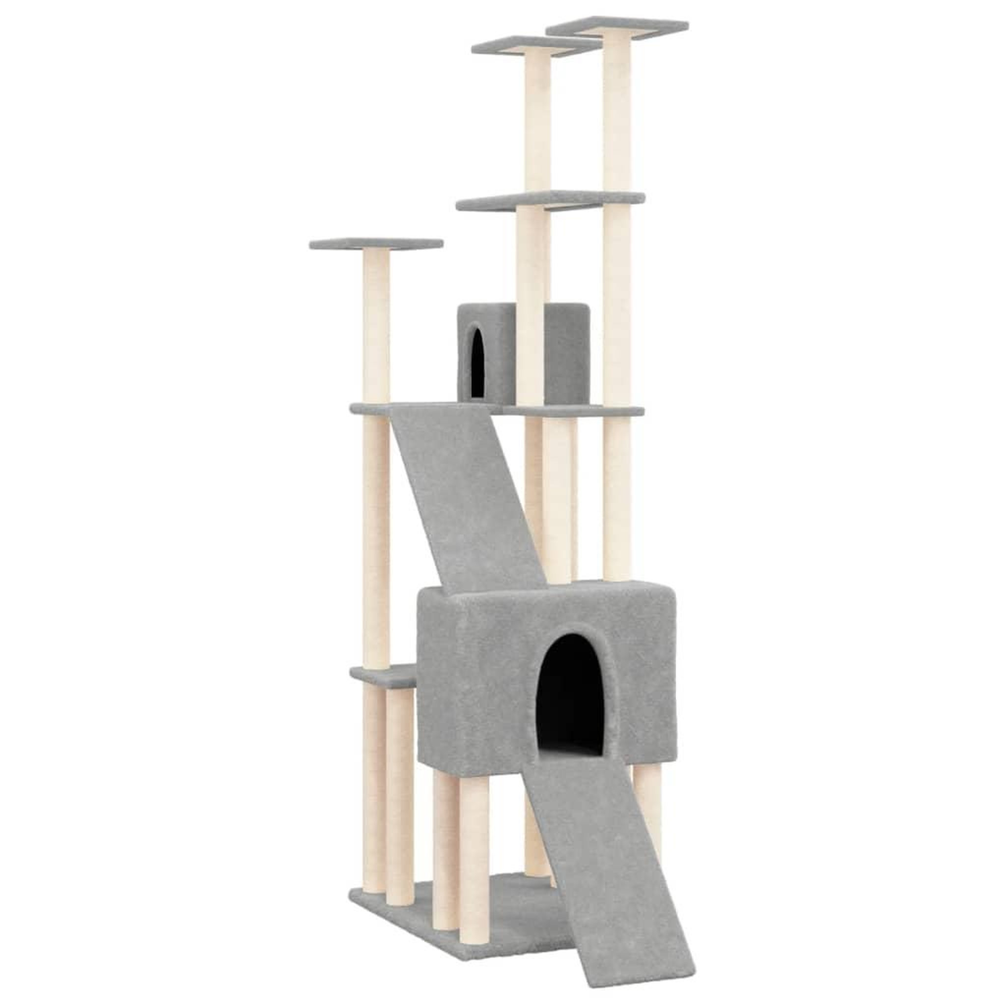 Voir la diapositive 2 : VIDAXL Arbre a chat avec griffoirs en sisal Gris clair 190 cm