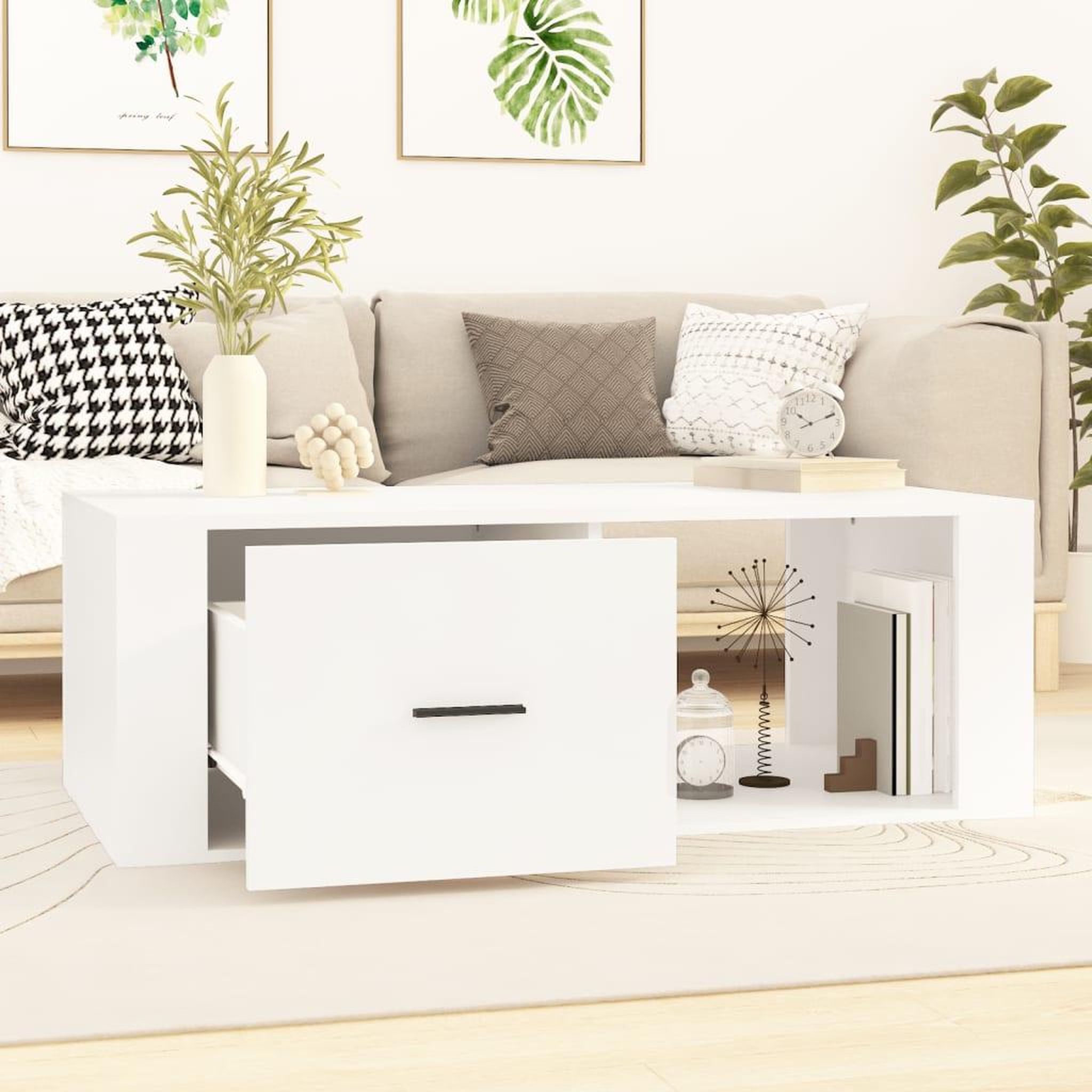Voir la diapositive 3 : VIDAXL Table basse Blanc 100x50,5x35 cm Bois d'ingenierie