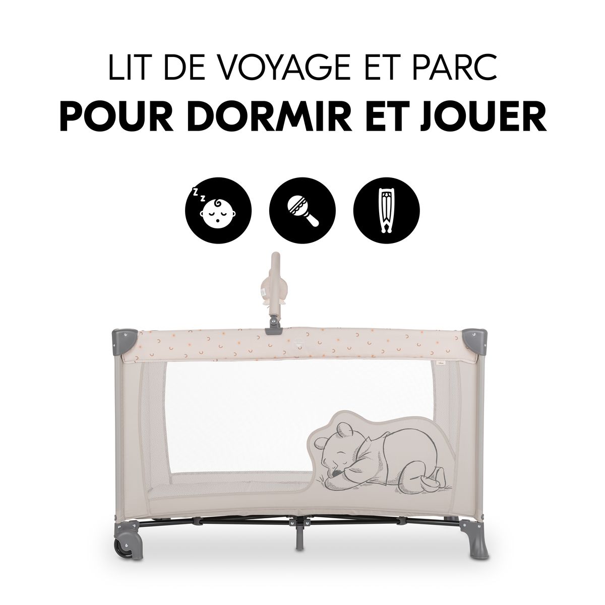 HAUCK Lit parapluie Dream N Play + Matelas pour lit parapluie Sleeper Winnie l'ourson Beige
