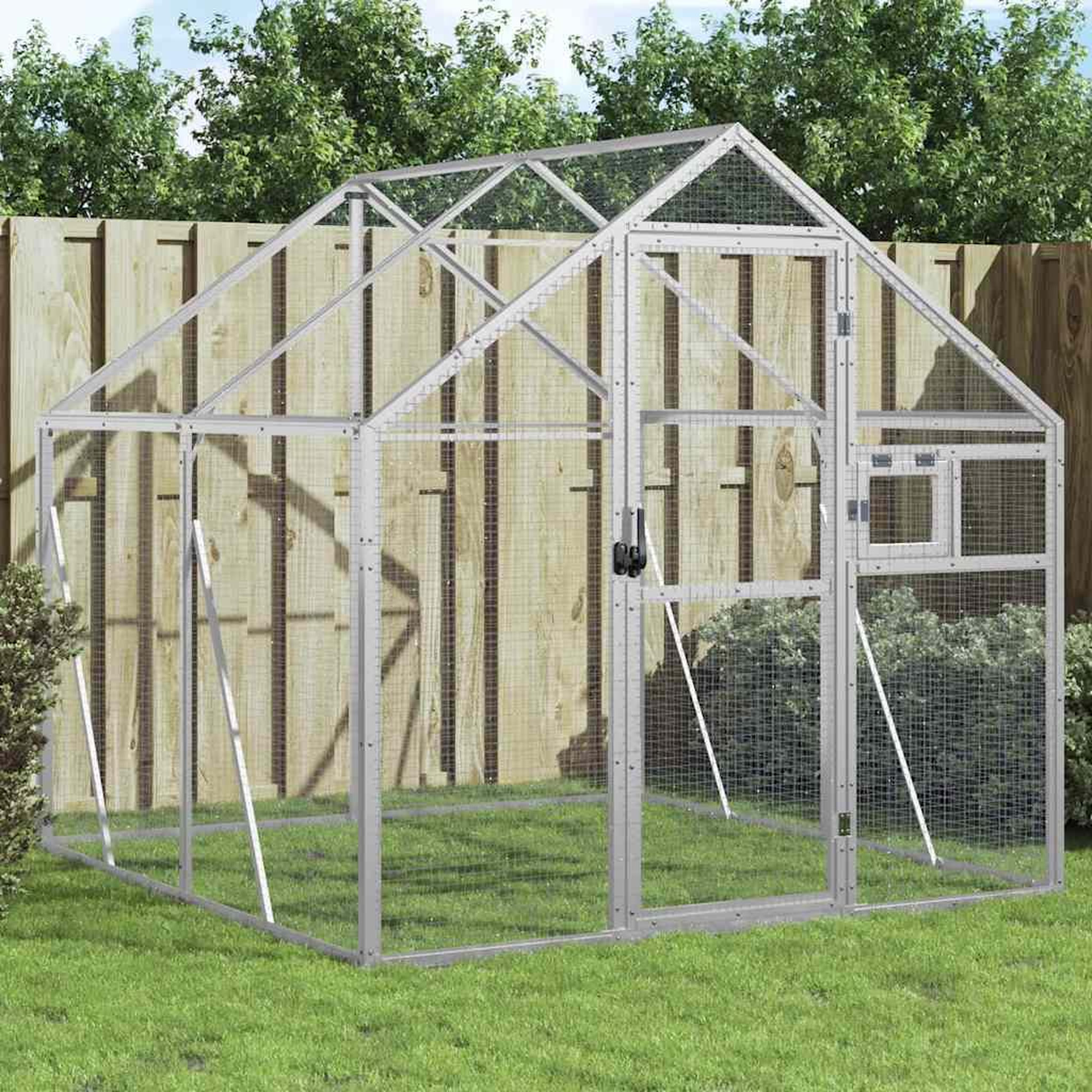 VIDAXL Voliere argente 1,79x2x1,85 m aluminium