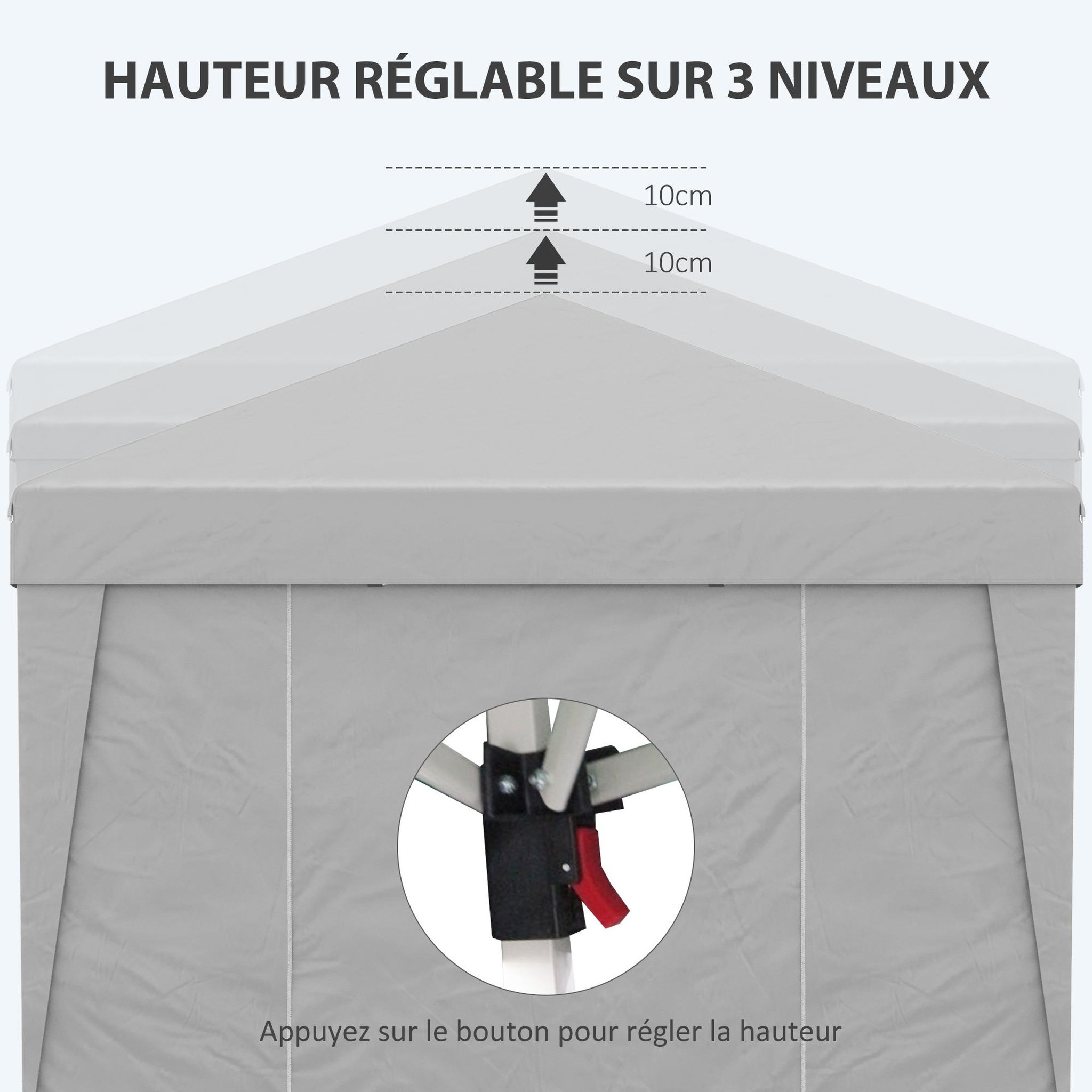 Voir la diapositive 6 : OUTSUNNY Tonnelle barnum pop-up pliant 2,98L x 2,98l x 2,75H m sacs de lestage et transport inclus gris
