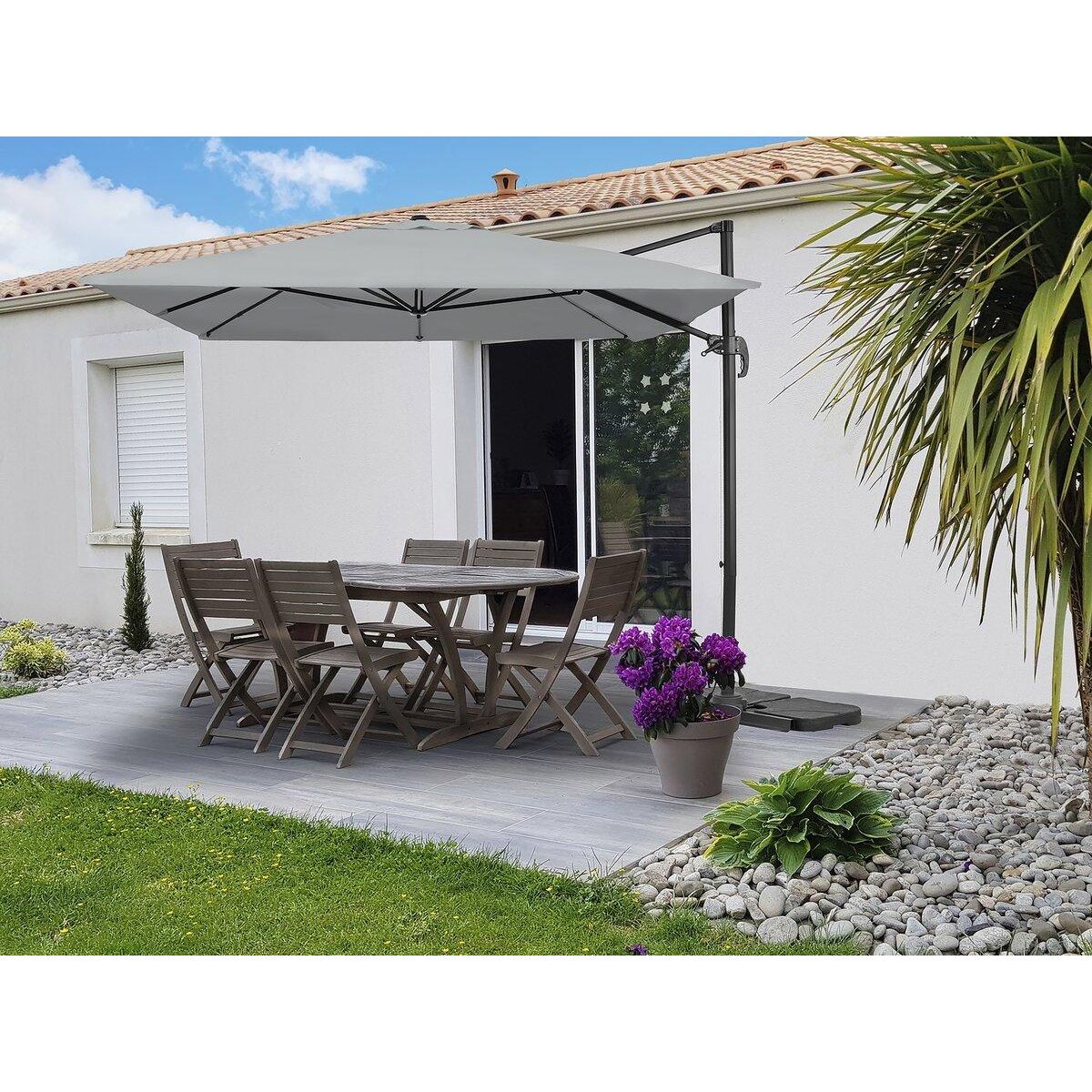 Habitat et Jardin Parasol jardin déporté en aluminium  Sky 4  - 3 x 4 m - Gris