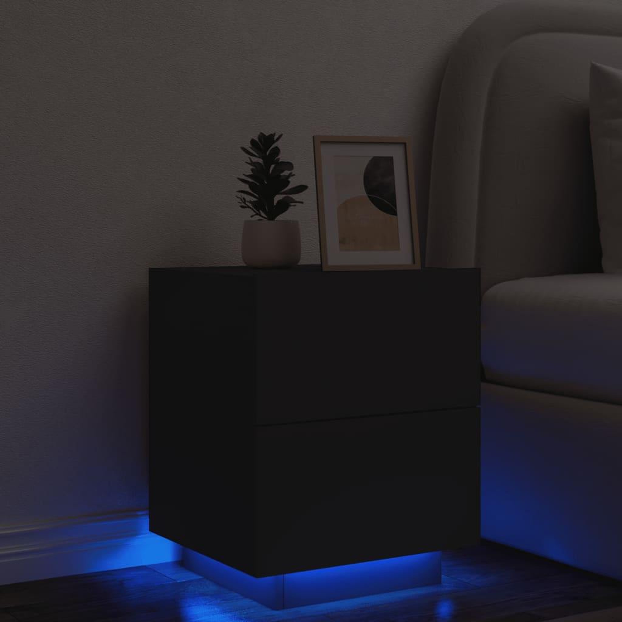 VIDAXL Armoire de chevet avec lumieres LED noir bois d'ingenierie