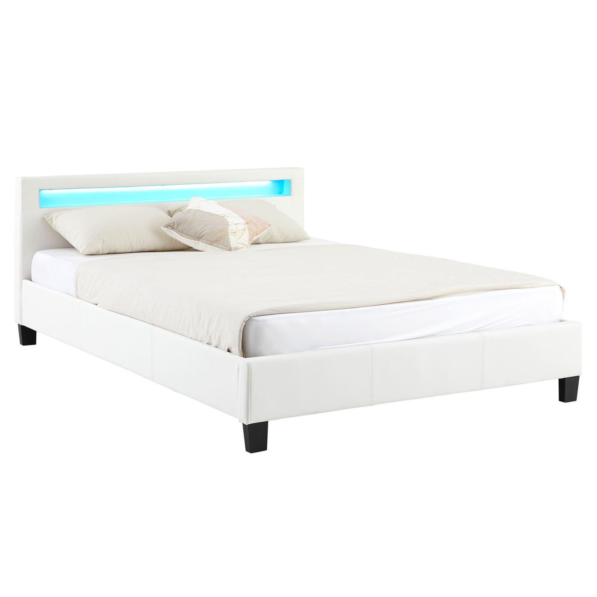 Voir la diapositive 1 : IDIMEX Lit LED double PINOT 140x190 cm, avec sommier, revêtement synthétique