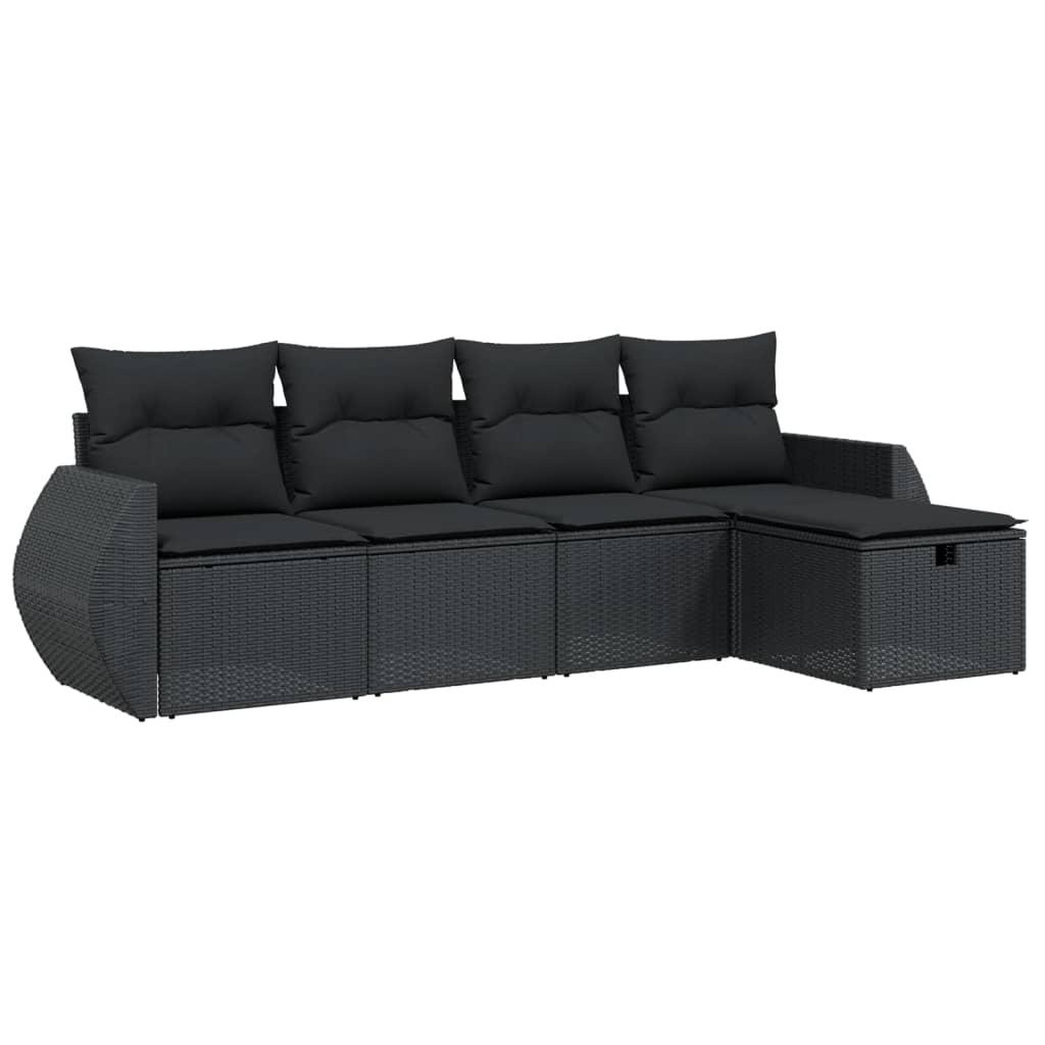 Voir la diapositive 2 : VIDAXL Salon de jardin 5 pcs avec coussins noir resine tressee