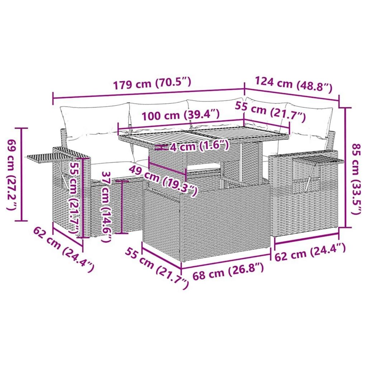 VIDAXL Salon de jardin 5 pcs avec coussins noir resine tressee
