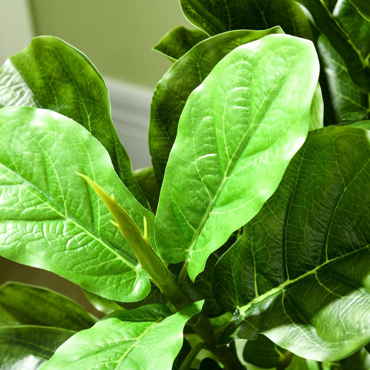 HOMCOM Ficus Lutea artificiels 1,10H m - lot de 2 ficus artificiels - 90 feuilles réalistes par pied - pot inclus noir vert