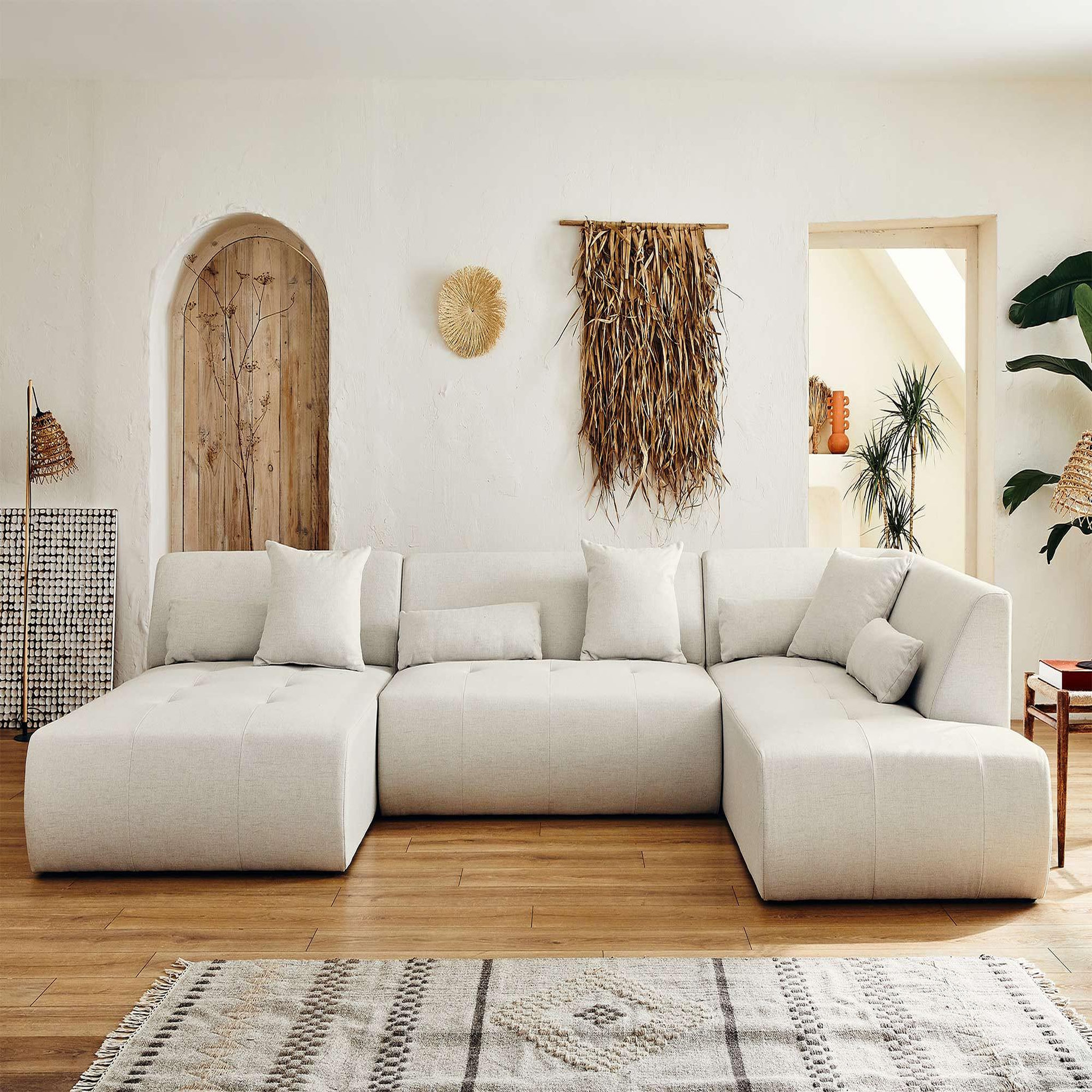 Voir la diapositive 5 : BEST MOBILIER Onyx - canapé modulable panoramique d'angle droit 7 places - en tissu