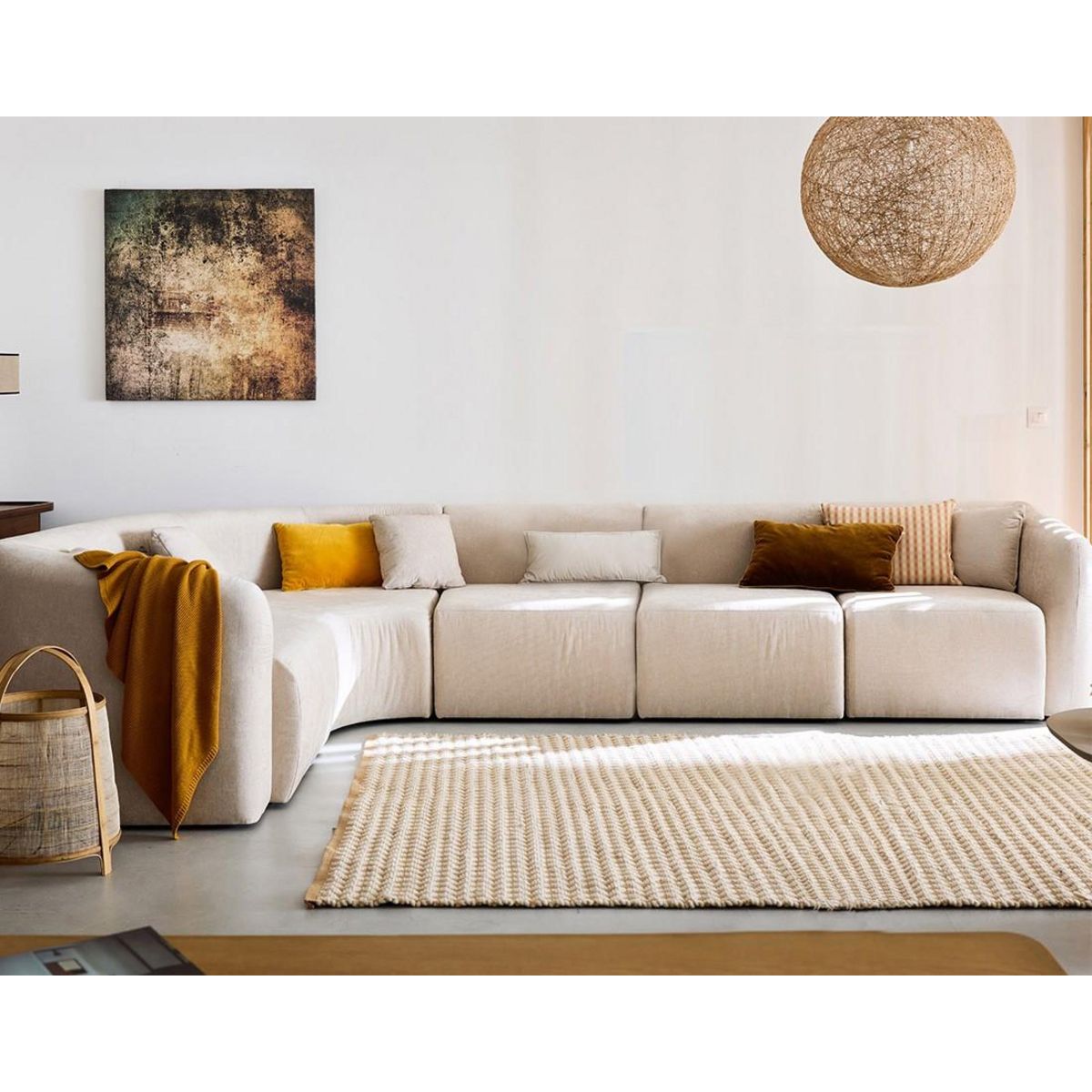 LISA DESIGN Ikare - canapé modulable d'angle gauche - 6 places - en tissu