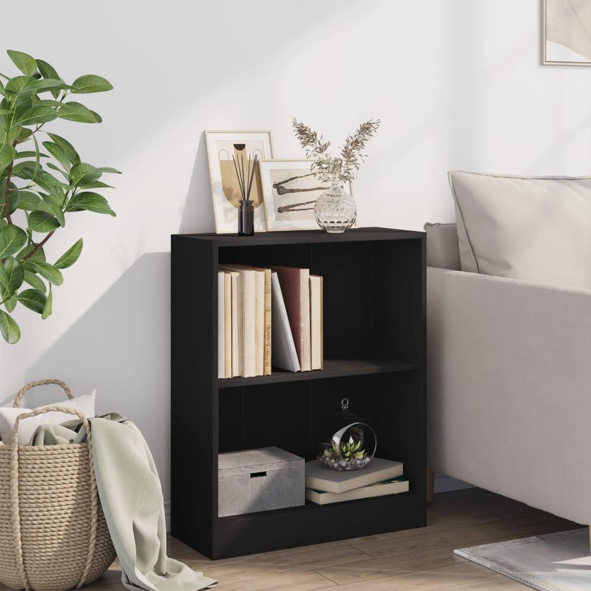 Voir la diapositive 3 : VIDAXL Bibliotheque Noir 60x24x76 cm Bois d'ingenierie