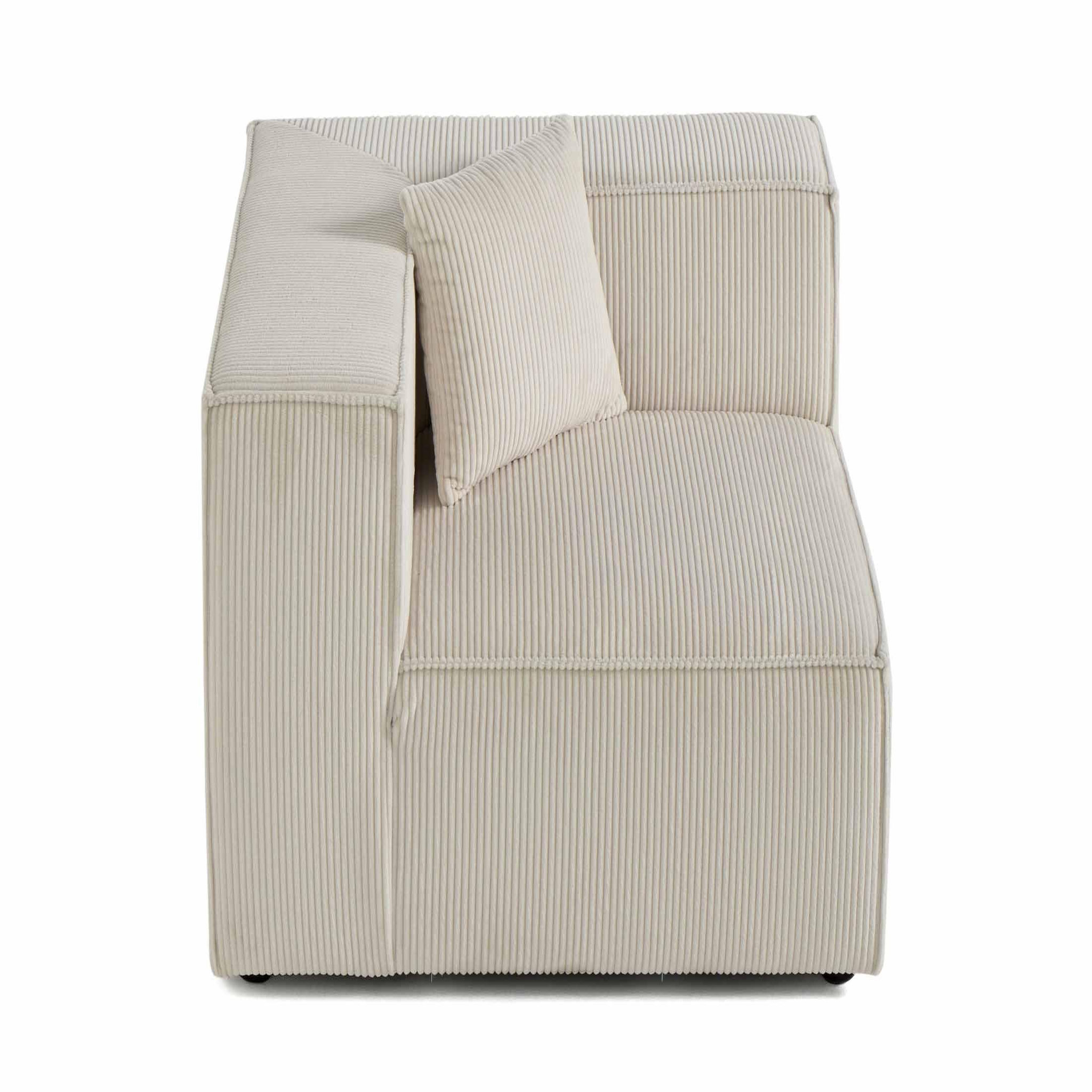 BEST MOBILIER Arty - module d'assise d'angle réversible - en velours côtelé. Coloris disponibles : Beige, Orange