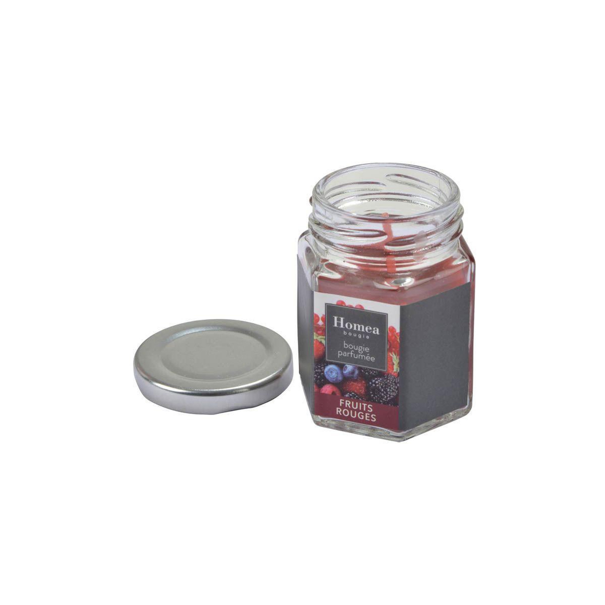 Voir la diapositive 2 : HOMEA Bougie Verrine Parfumée  Essentiel II  7cm Fruits Rouges