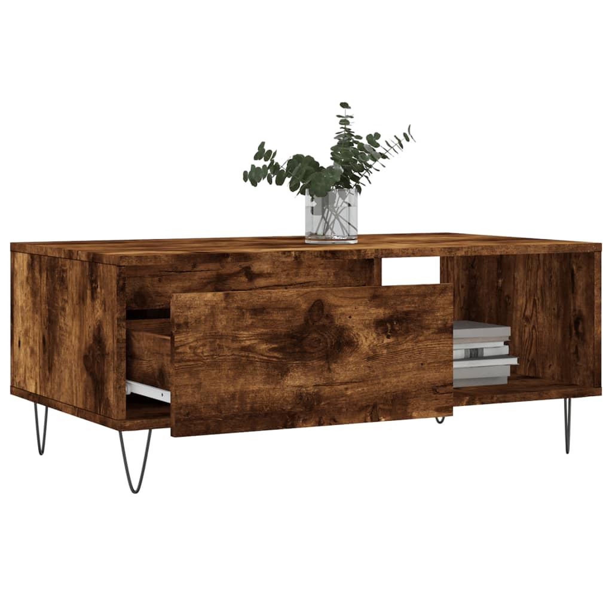 Voir la diapositive 4 : VIDAXL Table basse Chene fume 90x50x36,5 cm Bois d'ingenierie