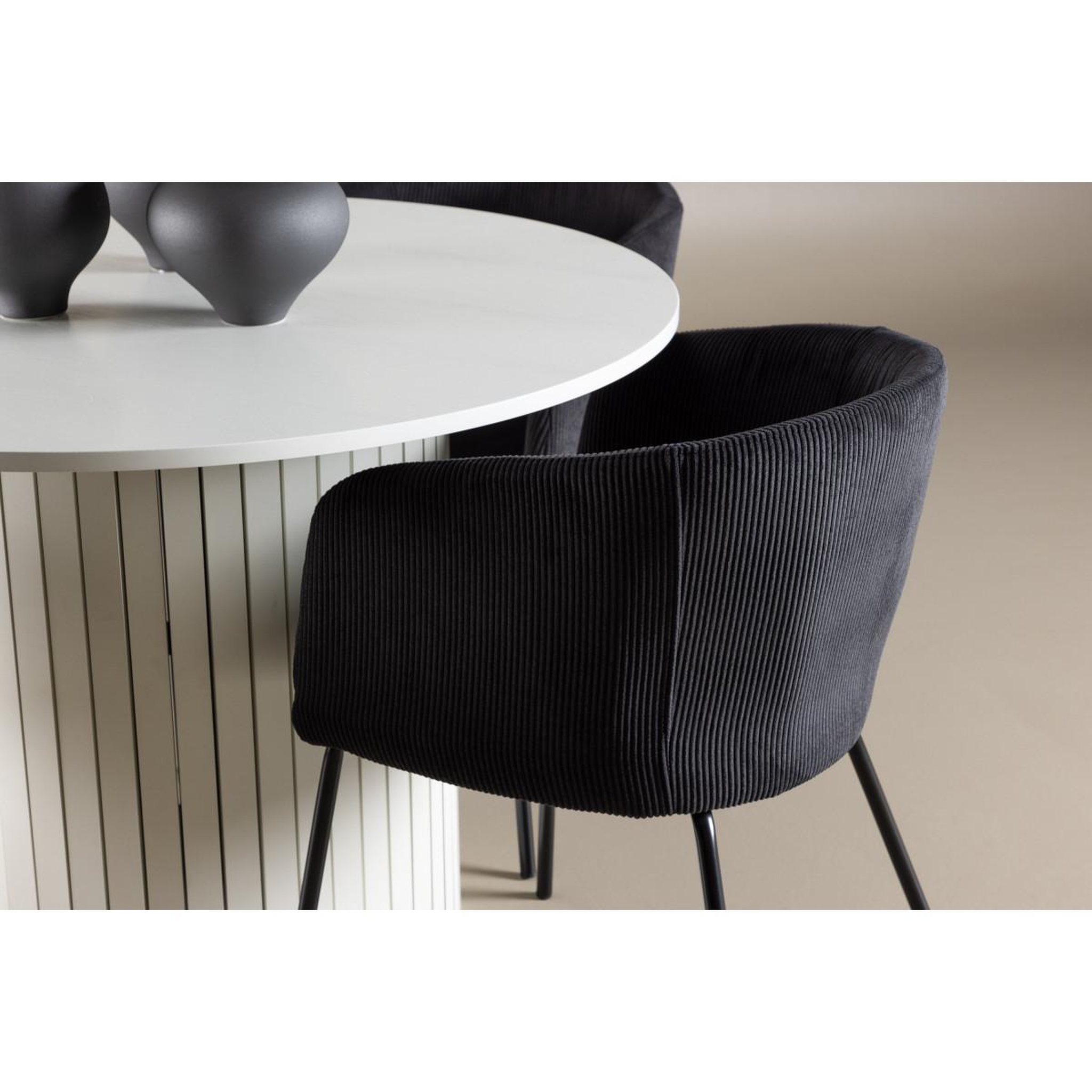 Voir la diapositive 5 : Paris Prix Ensemble table à manger & 4 chaises  haron & berit  110cm blanc & noir