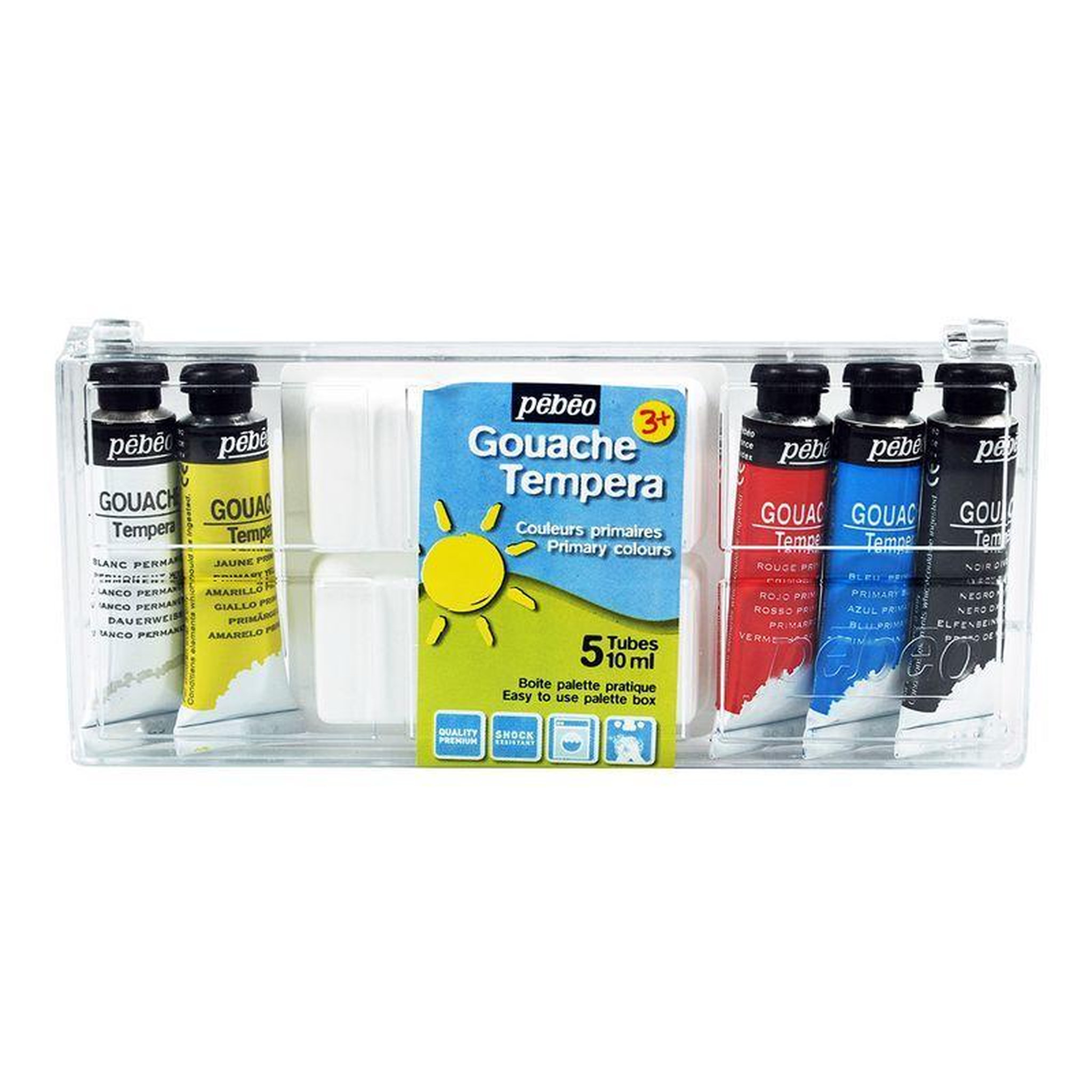 Voir la diapositive 1 : Pebeo Boîte de 5 tubes de peinture gouache + palette - 5 x 10 ml