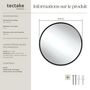 Voir la diapositive 6 : tectake Miroir mural rond Ø 50 cm noir
