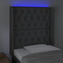 Voir la diapositive 4 : VIDAXL Tete de lit a LED Gris fonce 83x16x118/128 cm Tissu
