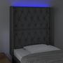Voir la diapositive 4 : VIDAXL Tete de lit a LED Gris fonce 83x16x118/128 cm Tissu
