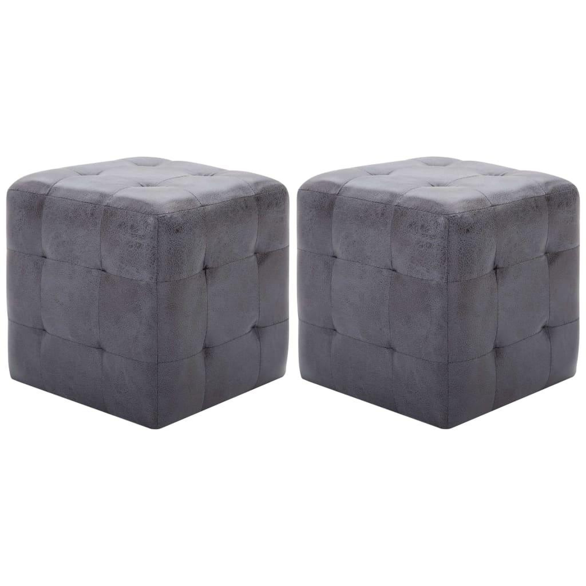 Voir la diapositive 1 : VIDAXL 2 pcs Tables de chevet Gris 30x30x30 cm Similicuir daim