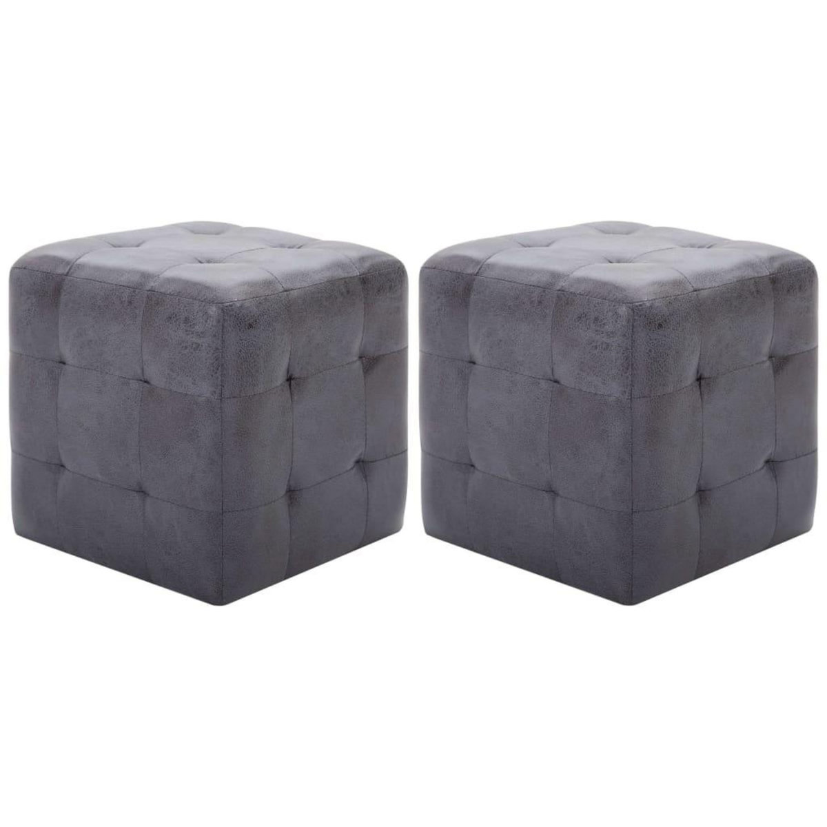 VIDAXL 2 pcs Tables de chevet Gris 30x30x30 cm Similicuir daim