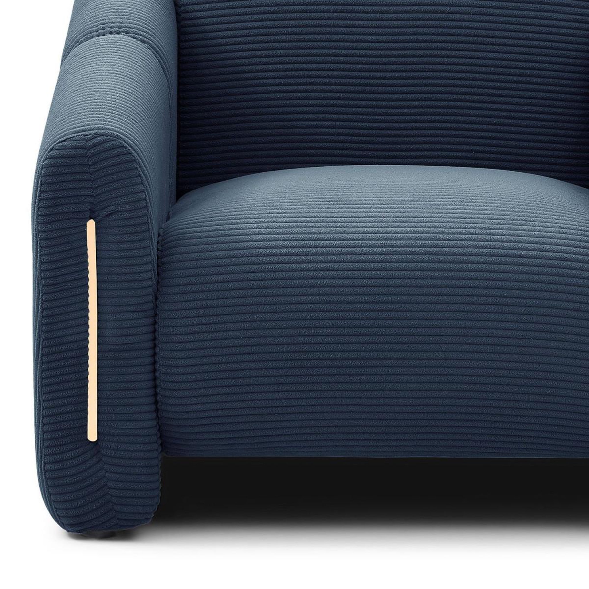 Voir la diapositive 3 : Paris Prix Fauteuil design en velours côtelé  maxine  92cm bleu foncé