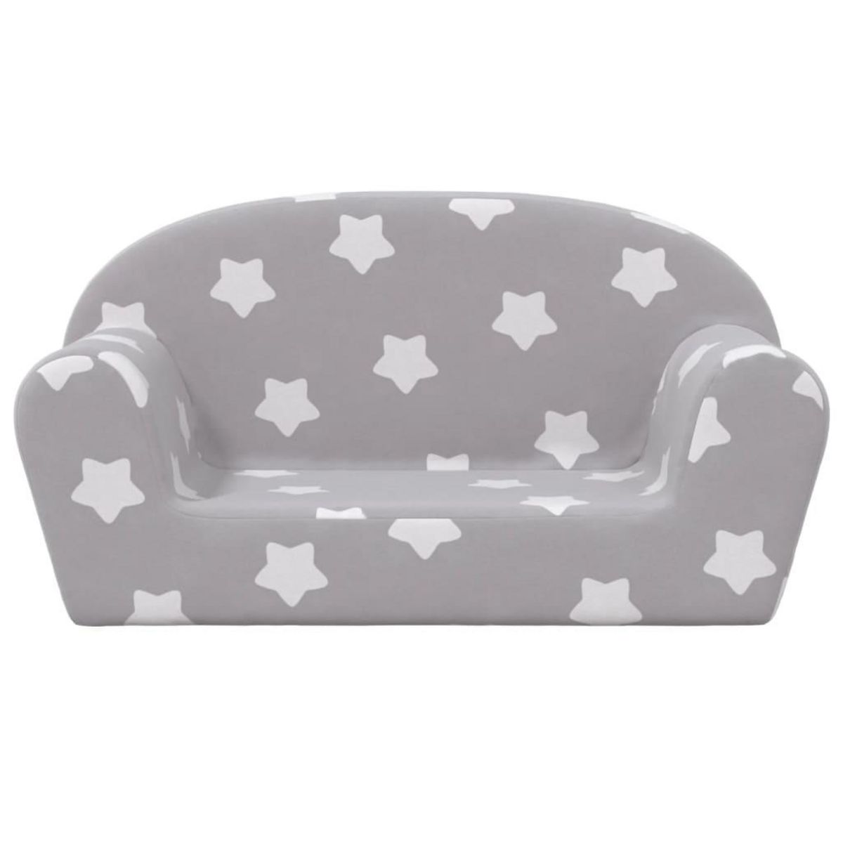 VIDAXL Canape enfants 2 places gris clair avec etoiles peluche douce