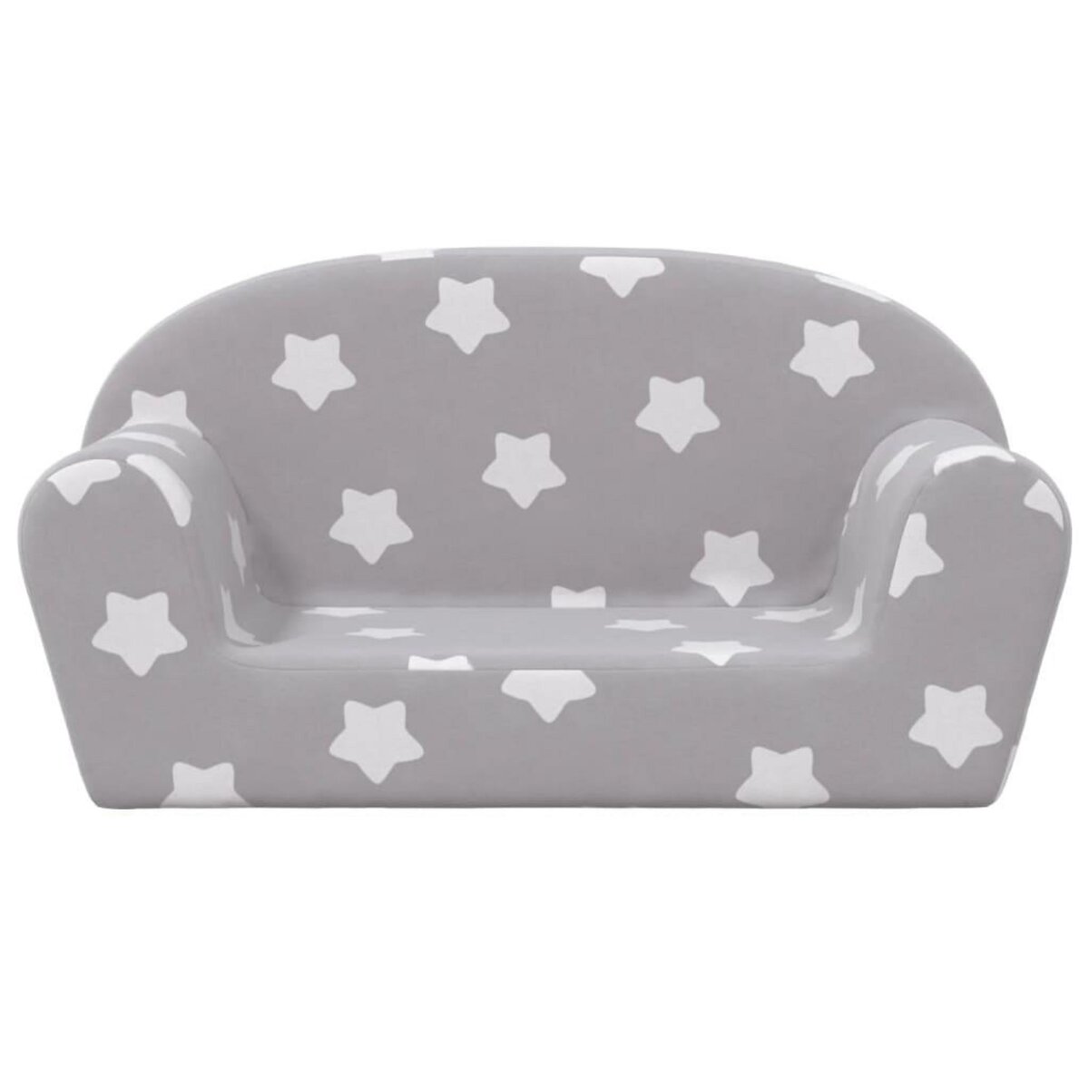 VIDAXL Canape enfants 2 places gris clair avec etoiles peluche douce