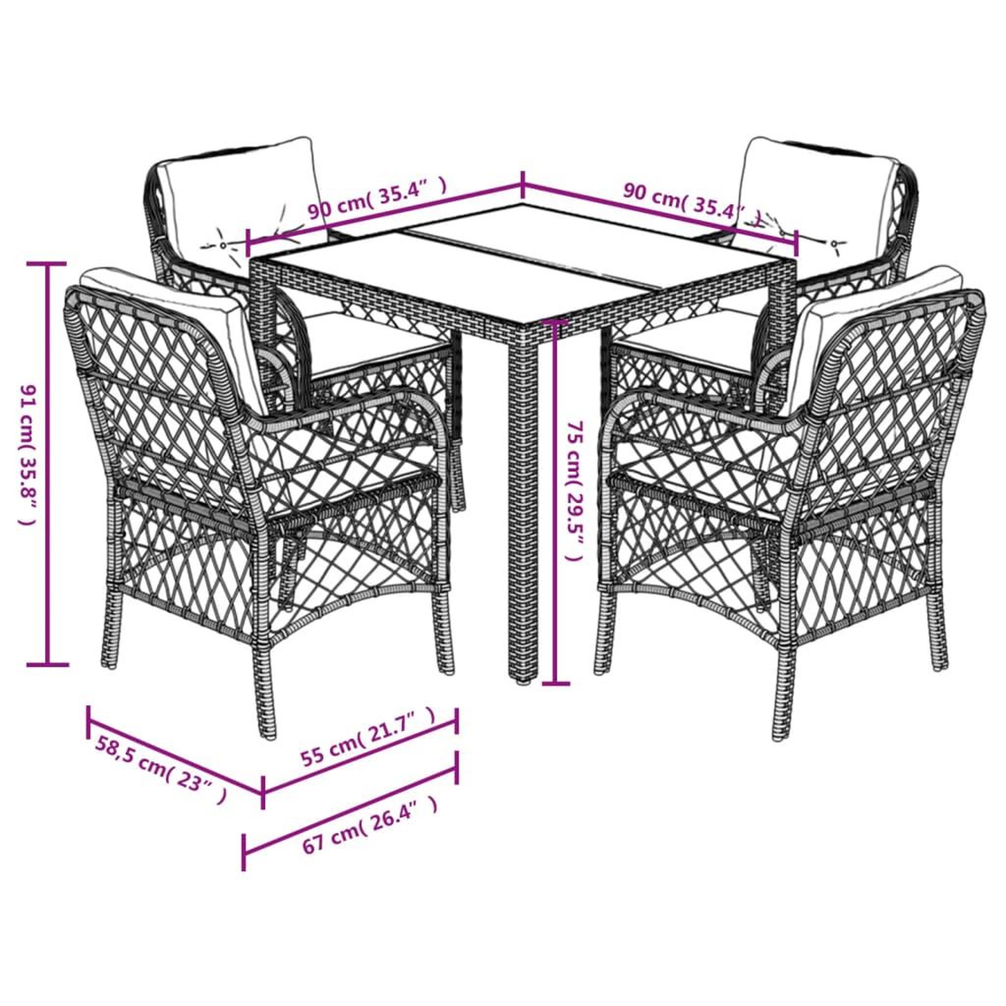 Voir la diapositive 6 : VIDAXL Ensemble a manger de jardin coussins 5pcs Noir Resine tressee