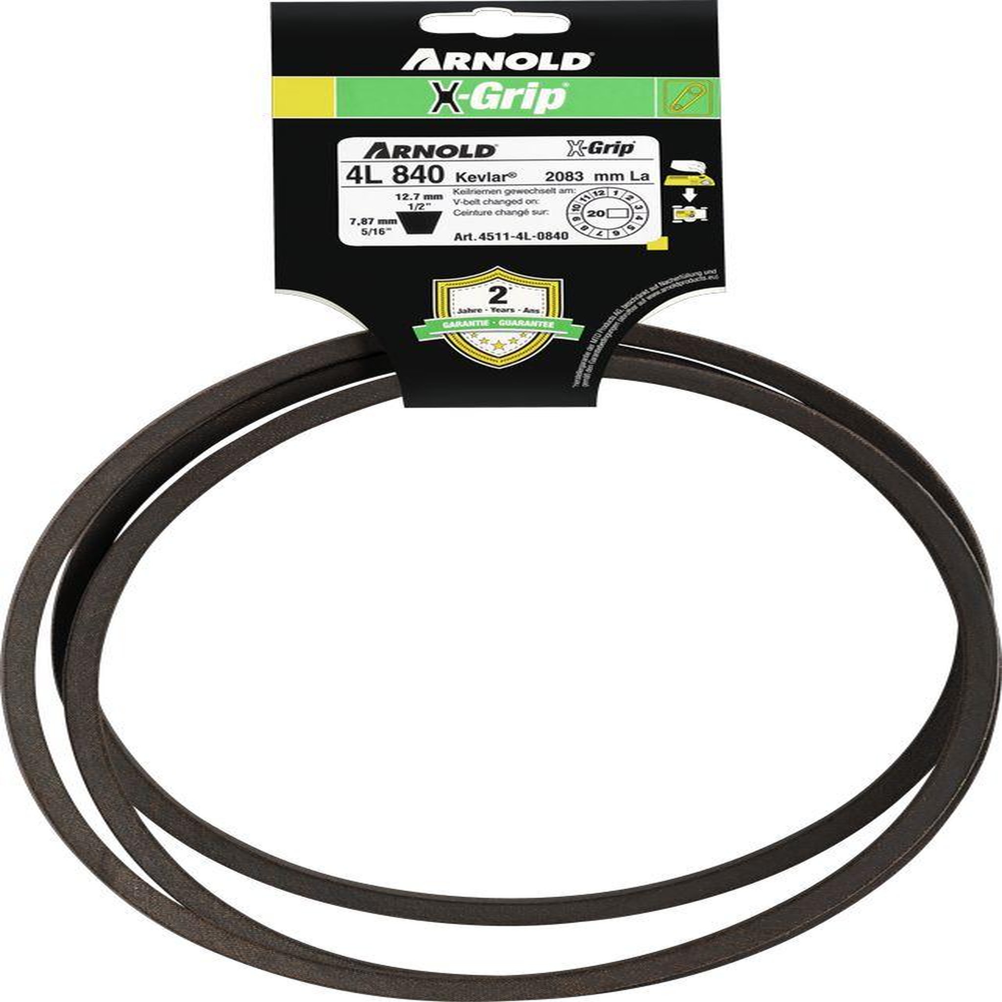 ARNOLD Courroie trapézoïdale X-Grip V de type 4L840