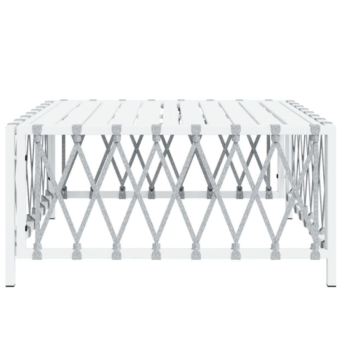 VIDAXL Table de jardin blanc 70x70x34 cm tissu tisse