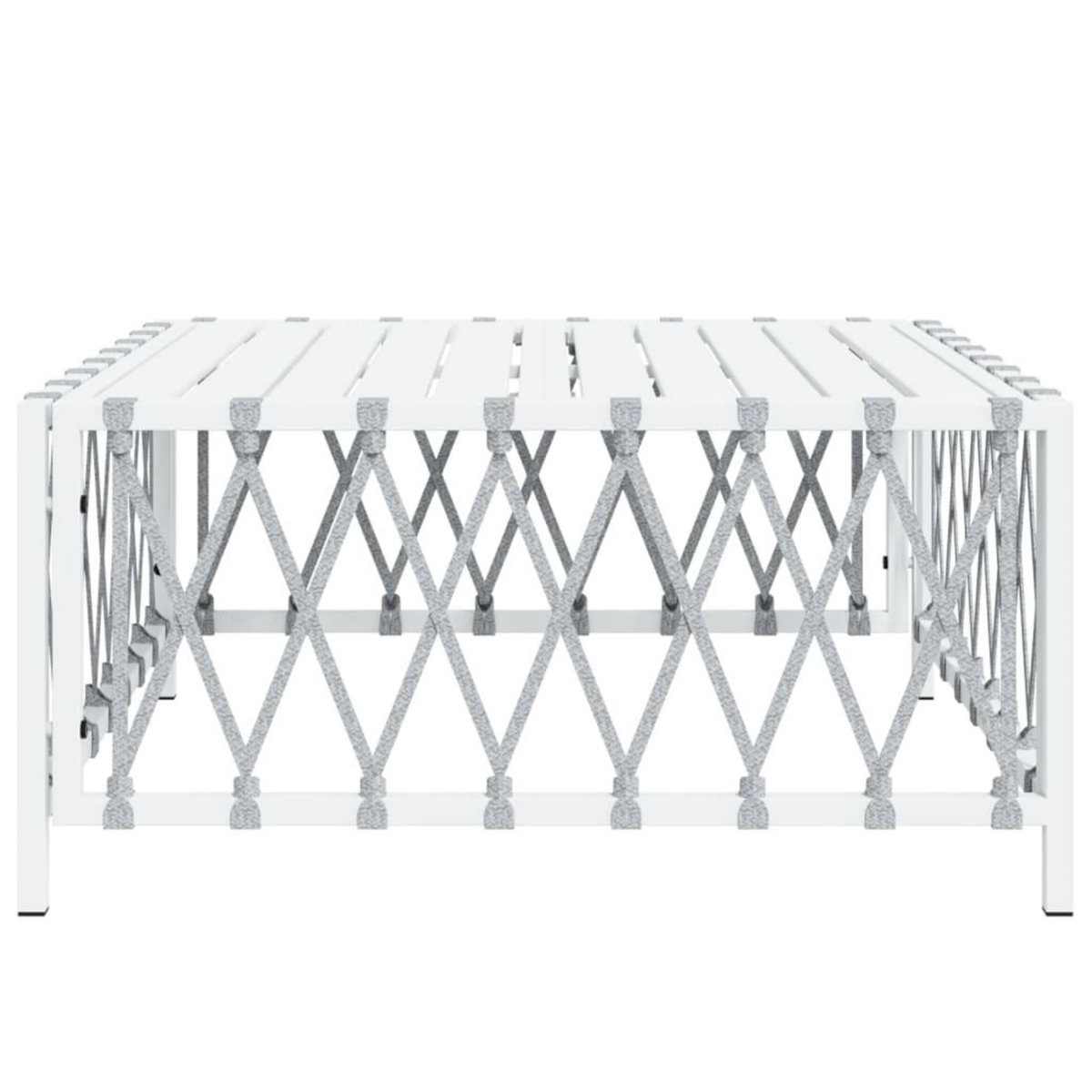 VIDAXL Table de jardin blanc 70x70x34 cm tissu tisse