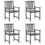 Voir la diapositive 1 : VIDAXL Chaises de jardin et coussins lot de 4 Gris Bois acacia massif