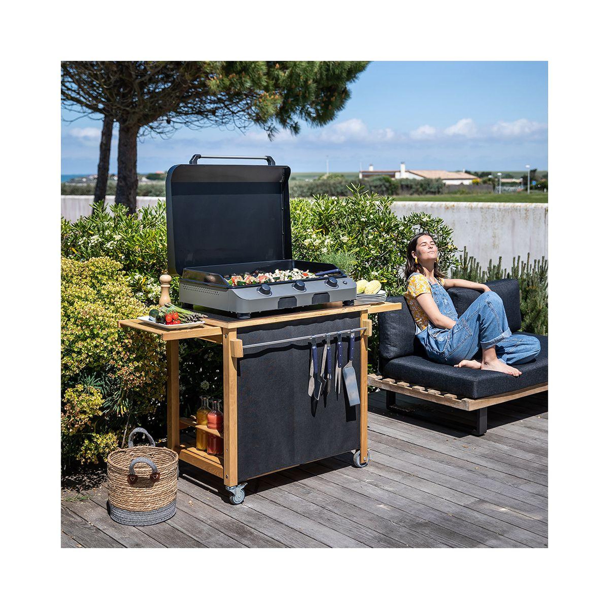 Voir la diapositive 3 : Eno Chariot Plancha Emile bois compatible plancha de 45 à 80 cm