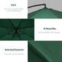 Voir la diapositive 6 : OUTSUNNY Parasol déporté octogonal inclinable pivotant manivelle moustiquaire pied acier Ø 2,95 x 2,42H m vert