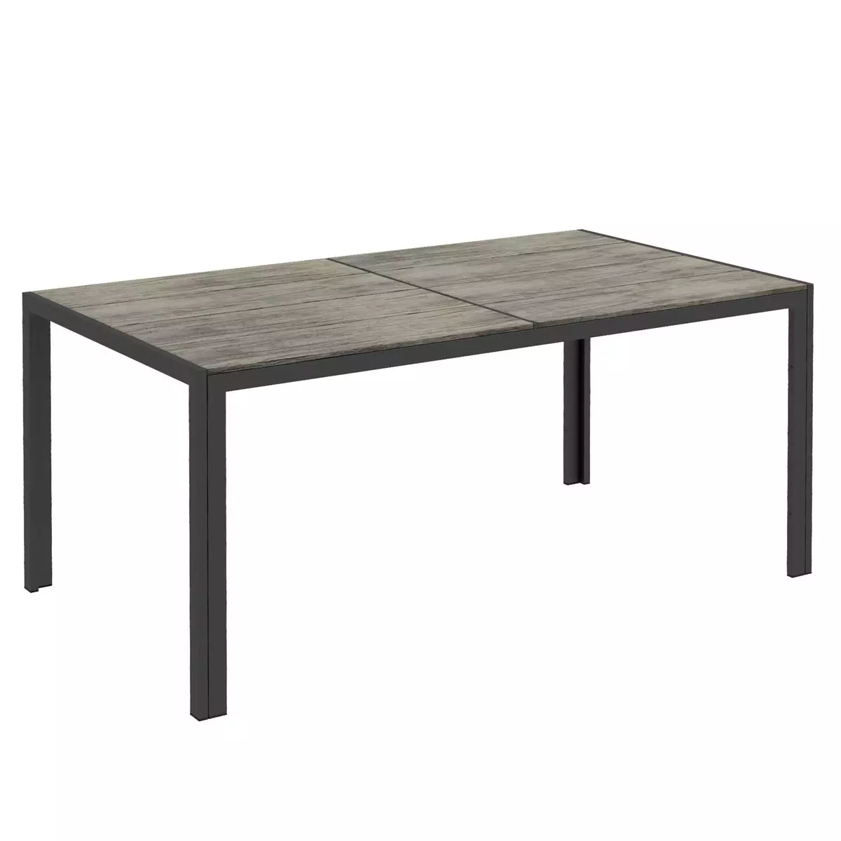 OUTSUNNY Table à manger de jardin 6 personnes alu plateau composite aspect bois gris