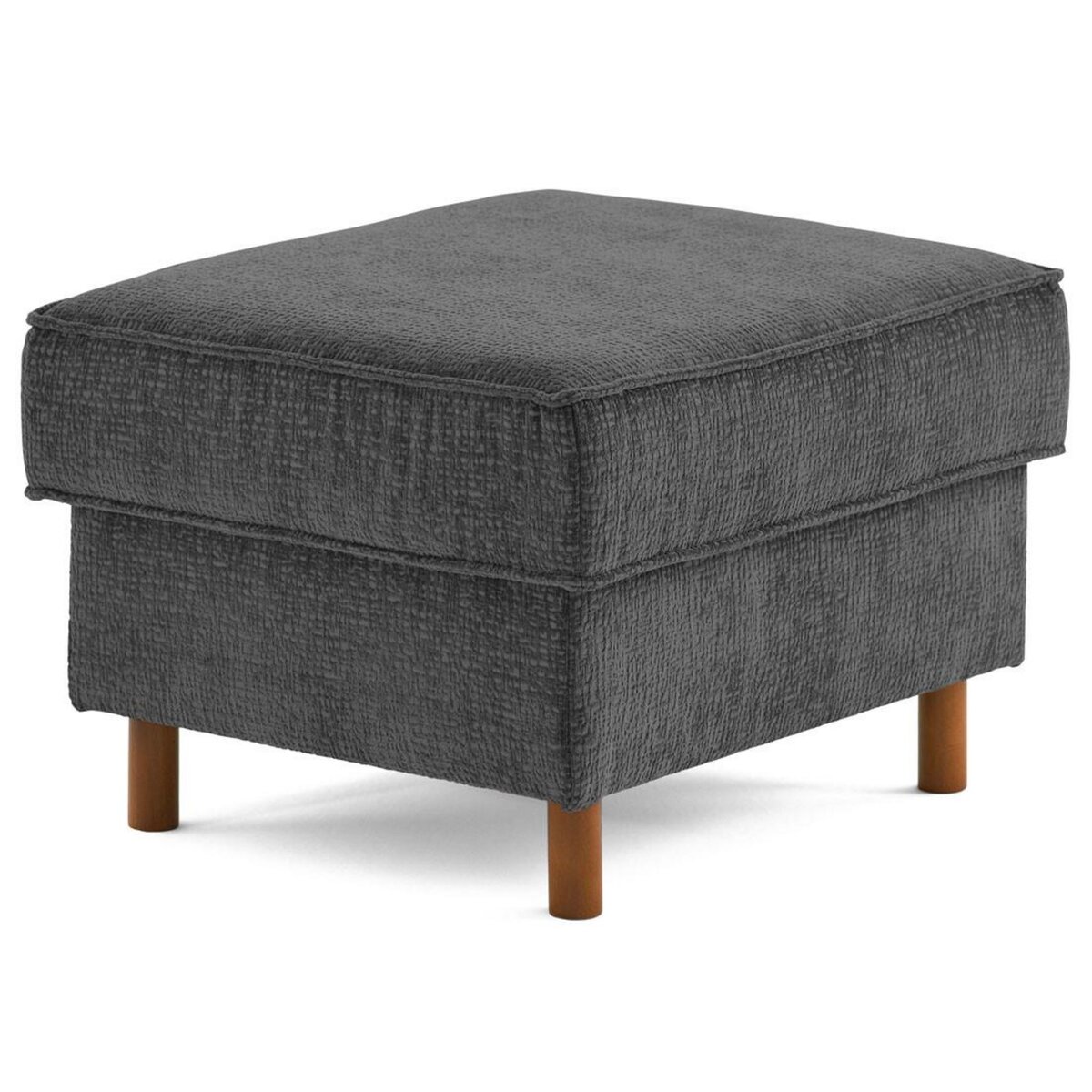 LISA DESIGN Jake - pouf en tissu velours relief - pieds en bois foncé