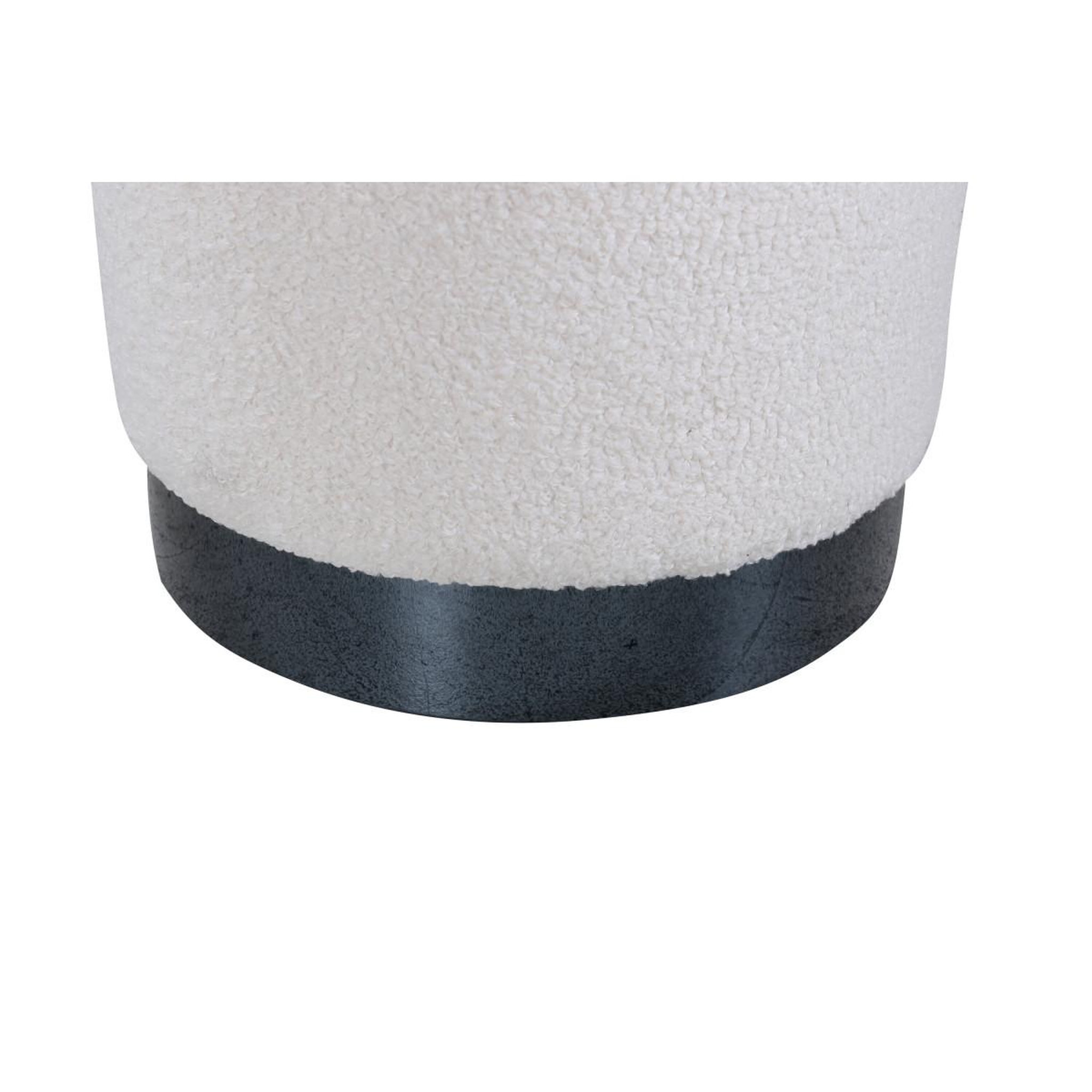 Voir la diapositive 3 : Paris Prix Pouf rond bouclé  benji  43cm blanc & noir