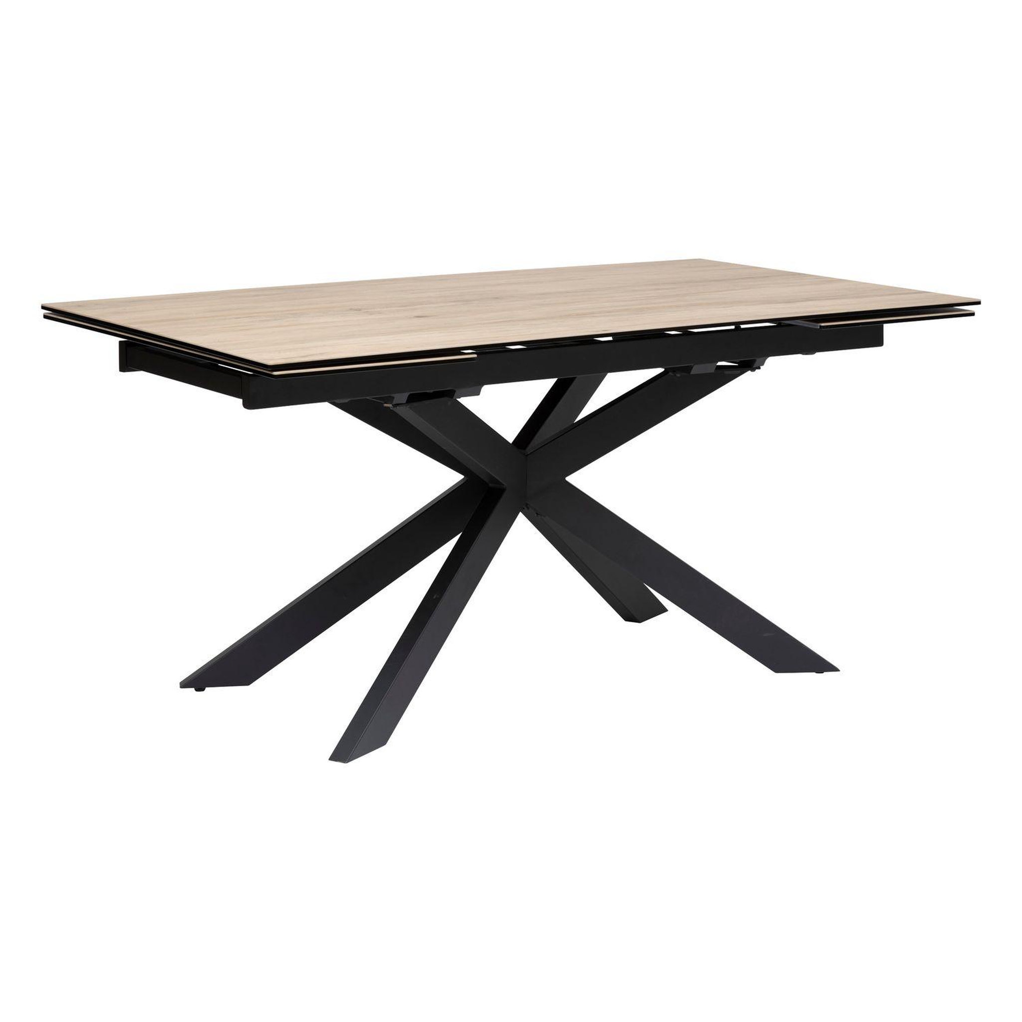 ATMOSPHERA Table à manger extensible en céramique et métal pour 6 à 8 personnes - beige