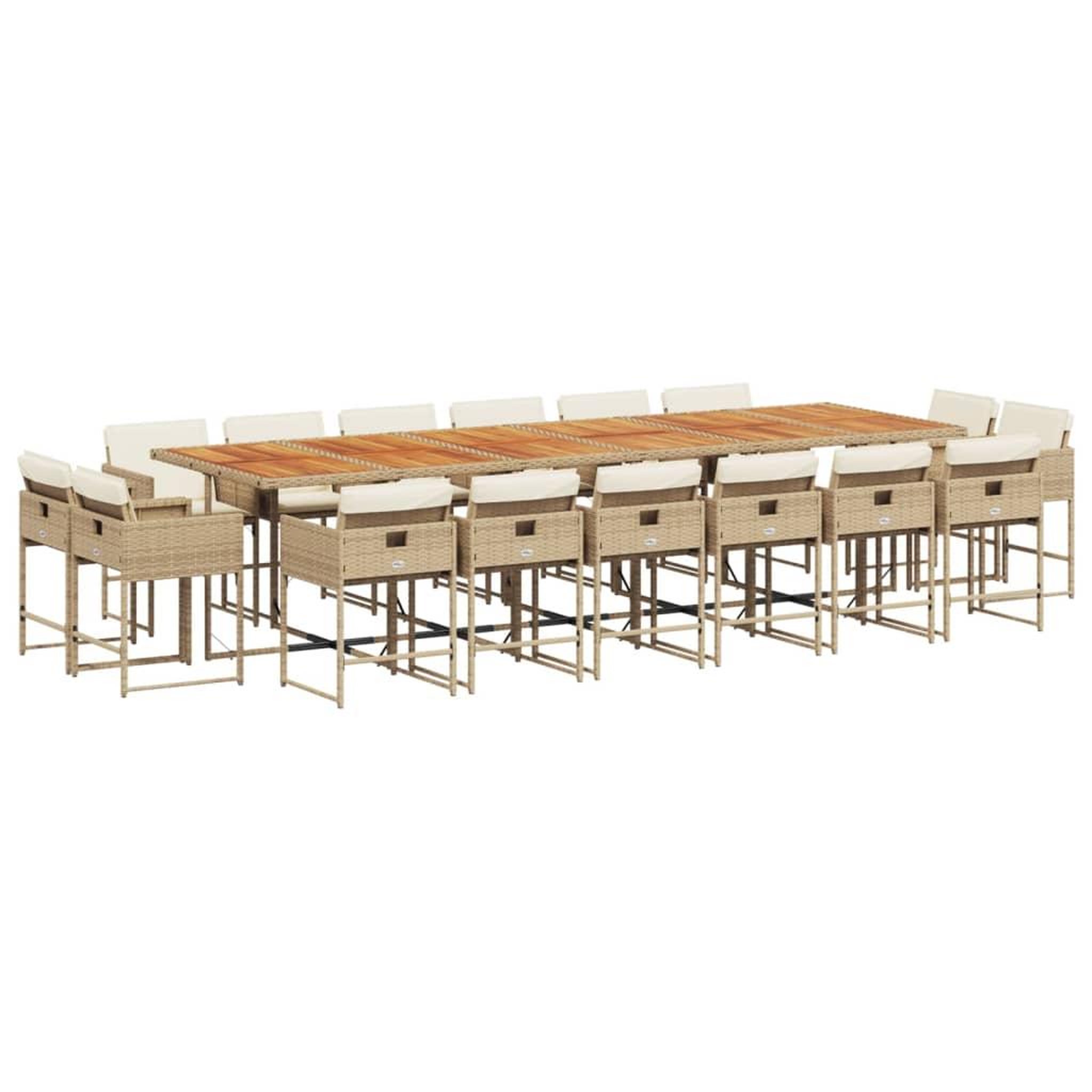 Voir la diapositive 2 : VIDAXL Ensemble a manger de jardin et coussins 17 pcs beige