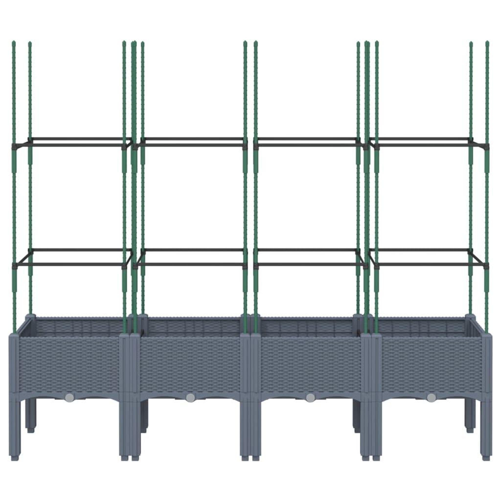 Voir la diapositive 3 : VIDAXL Jardiniere avec treillis bleu gris 160x40x142,5 cm PP