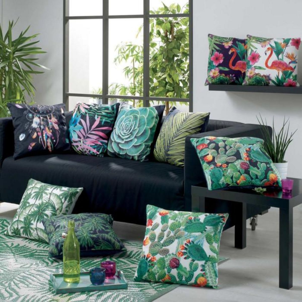 Paris Prix Coussin Déco Déhoussable  Arty  45x45cm Vert