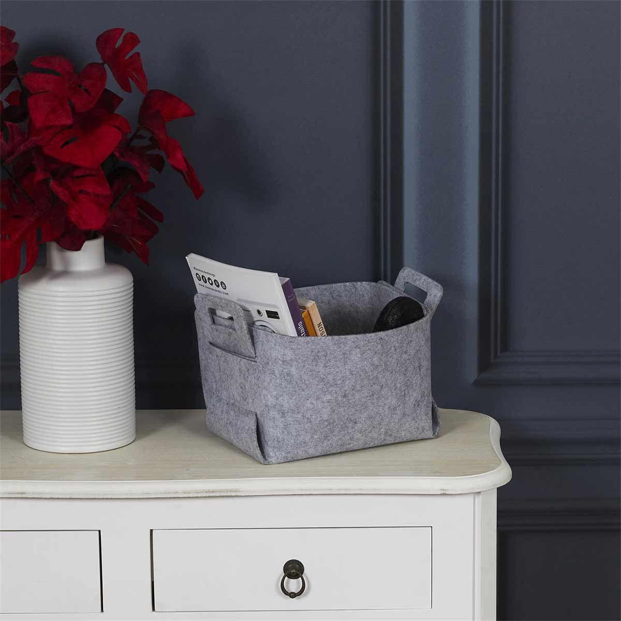 Voir la diapositive 5 : The Home Deco Factory Panier de rangement  feutre pliable  20cm gris