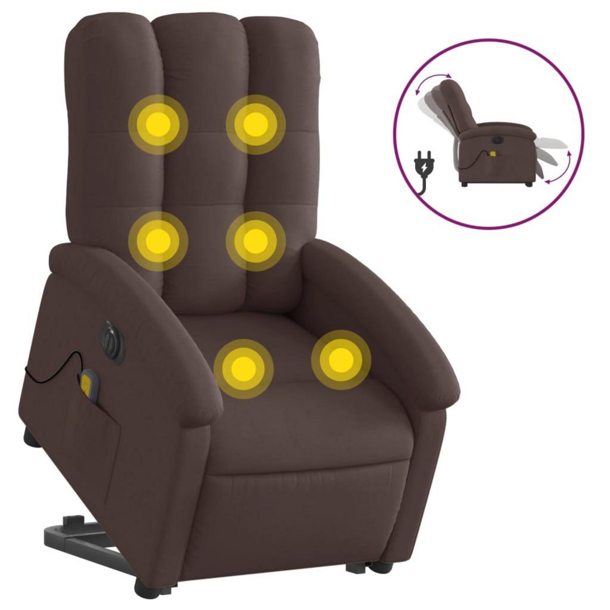 VIDAXL Fauteuil inclinable de massage electrique Marron fonce Tissu